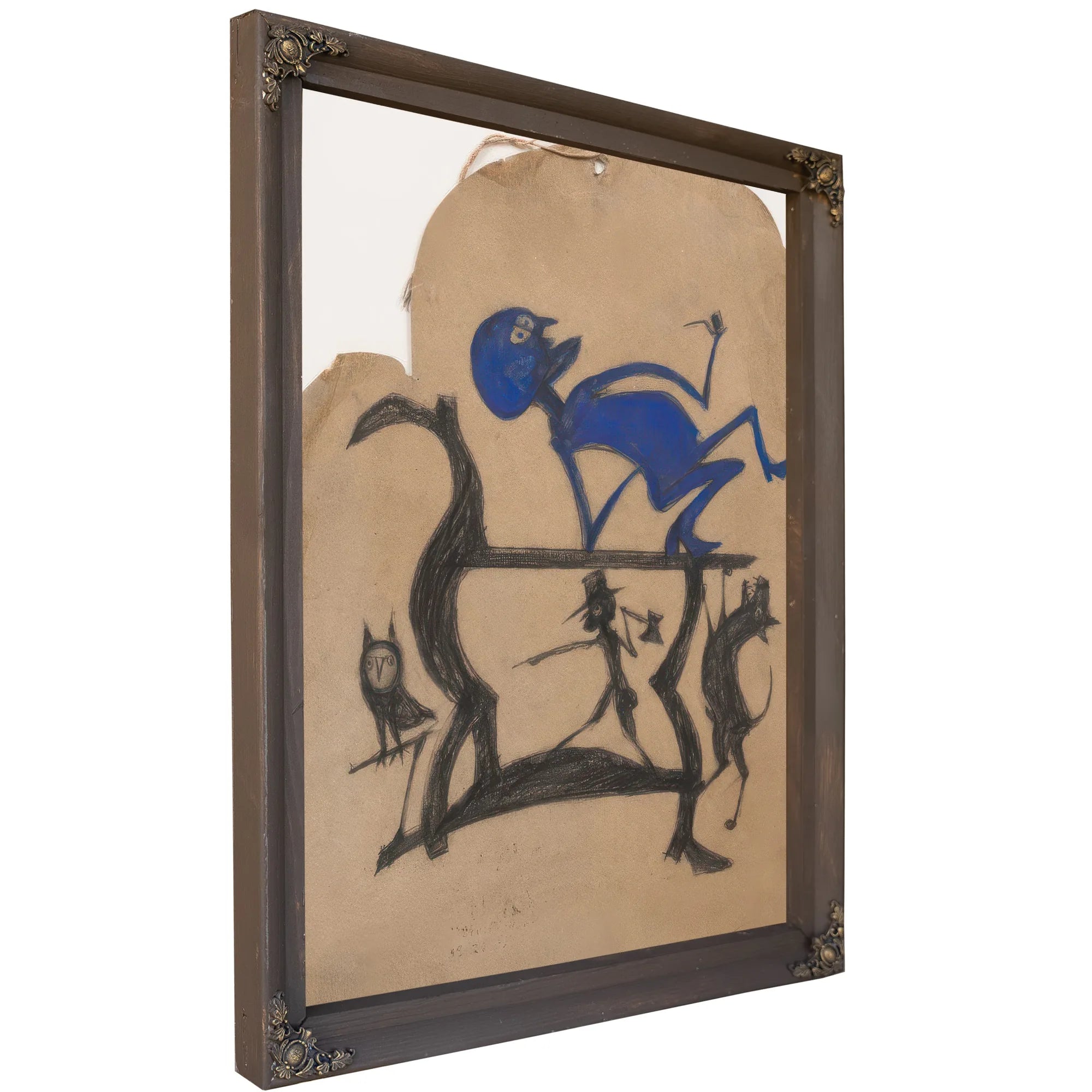 Untitled (Legs Construction With Blue Man), By Bill Traylor Fine Art Print