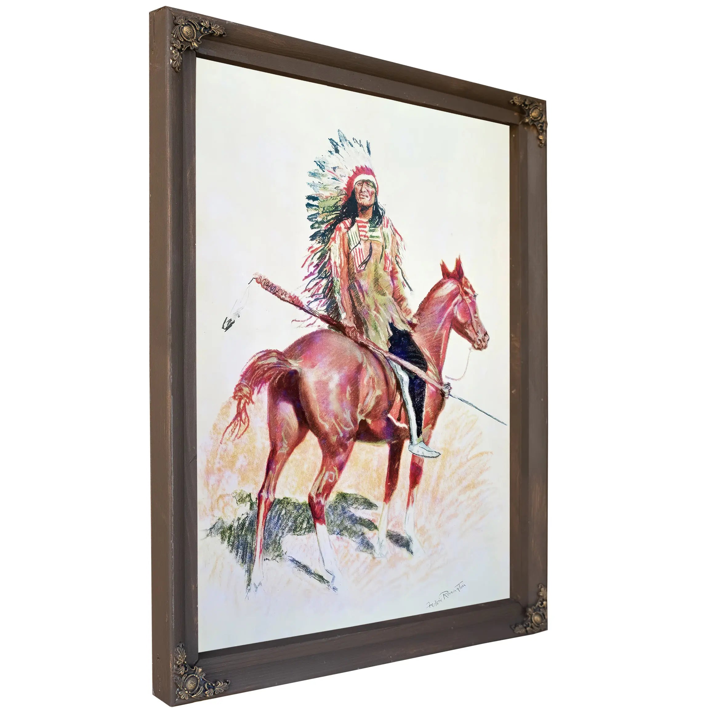 Sioux Chief Colour Litho by Frederic Remington