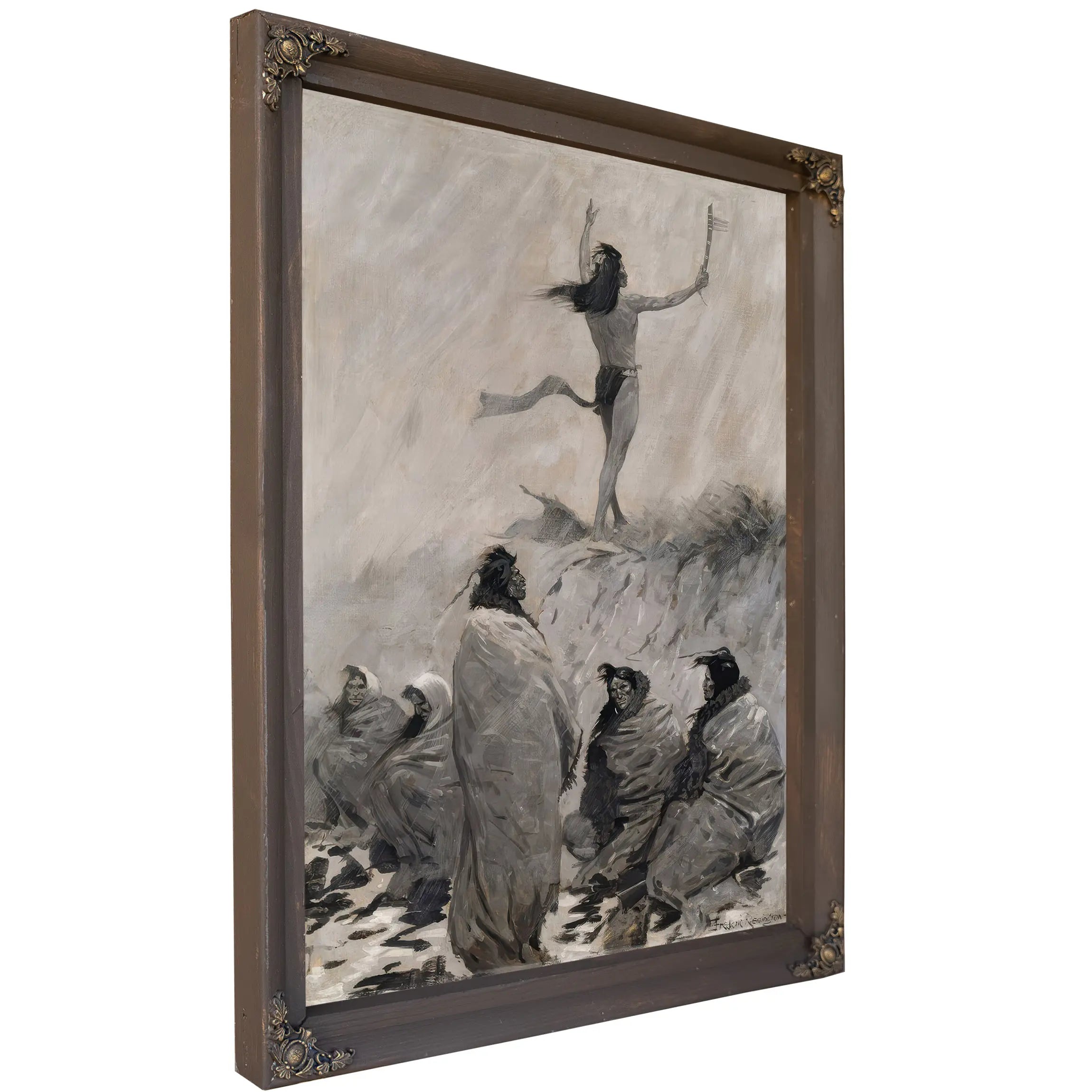 The Fire Eater Raised His Arms To The Thunder Birdb by Frederic Remington