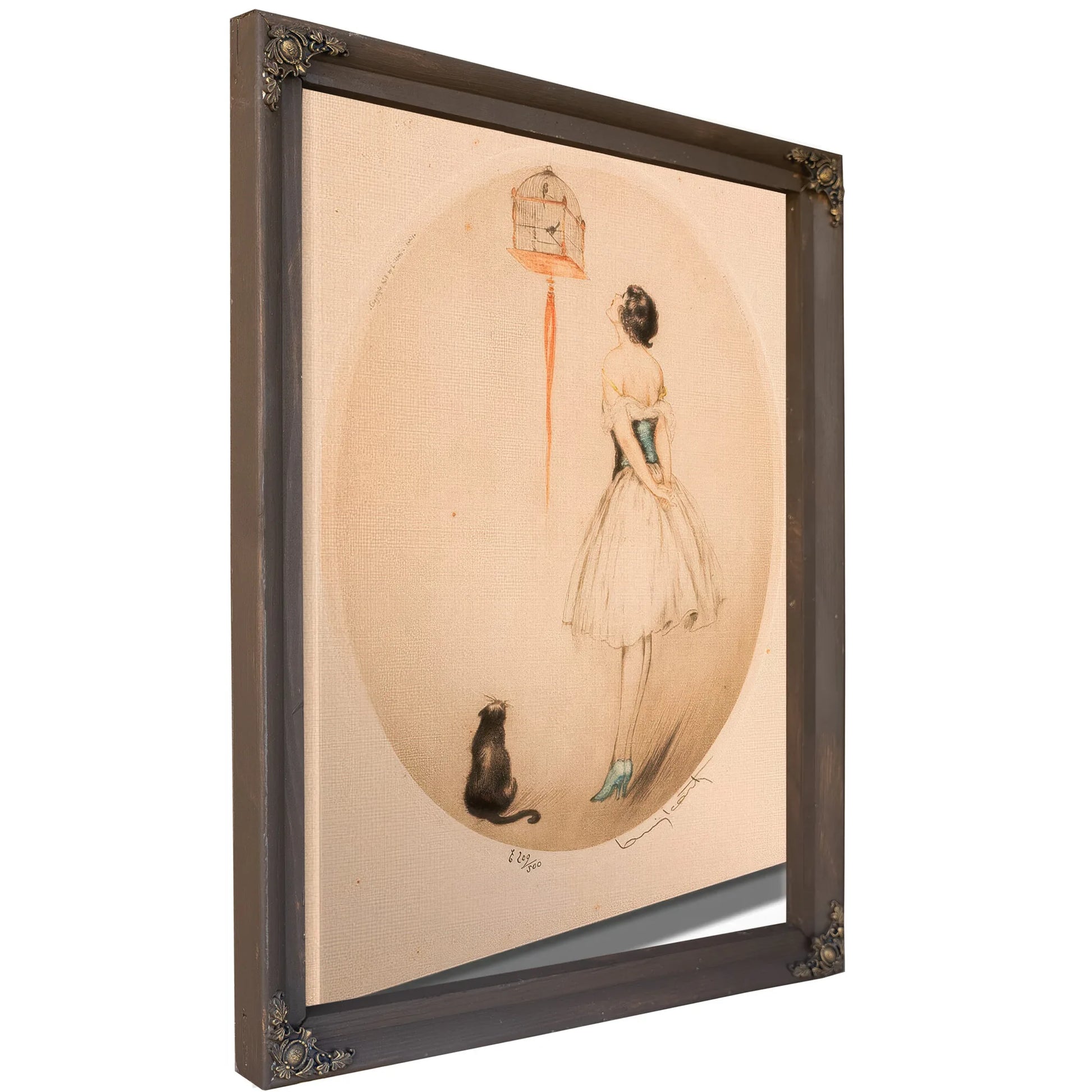 Perroquet Bleu And La Cage Rouge Two Works 1928 By Louis Icart Fine Art Print
