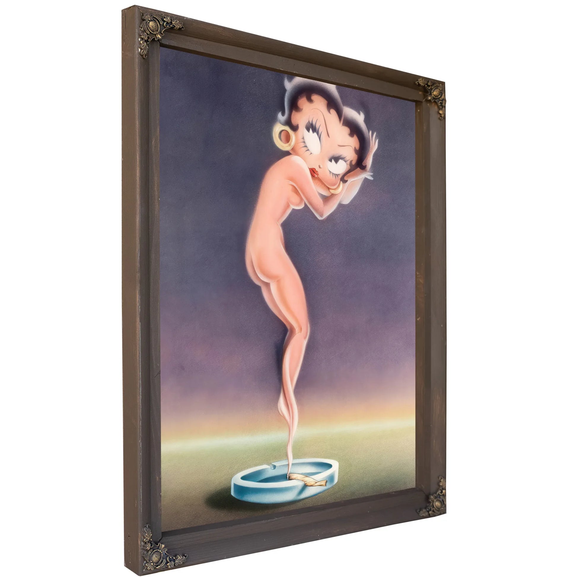 Betty Boop As A Cloud Of Smoke From A Marijuana Cigarette After Icart Circa 1980 By Louis Icart Fine Art Print