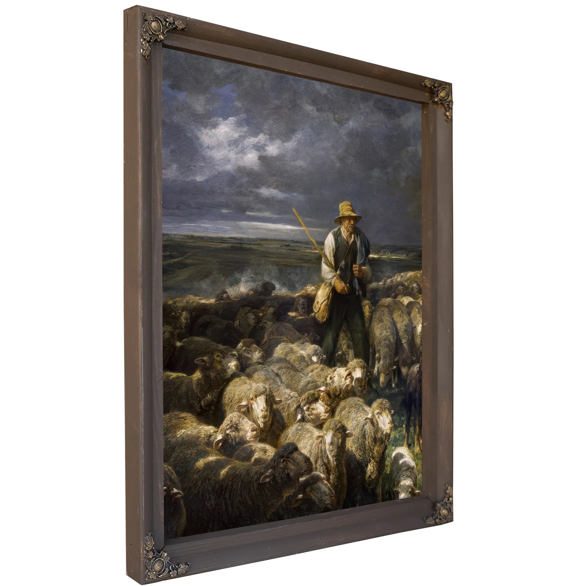 Shepherd And His Flock By Charles Emile Jacque Fine Art Print