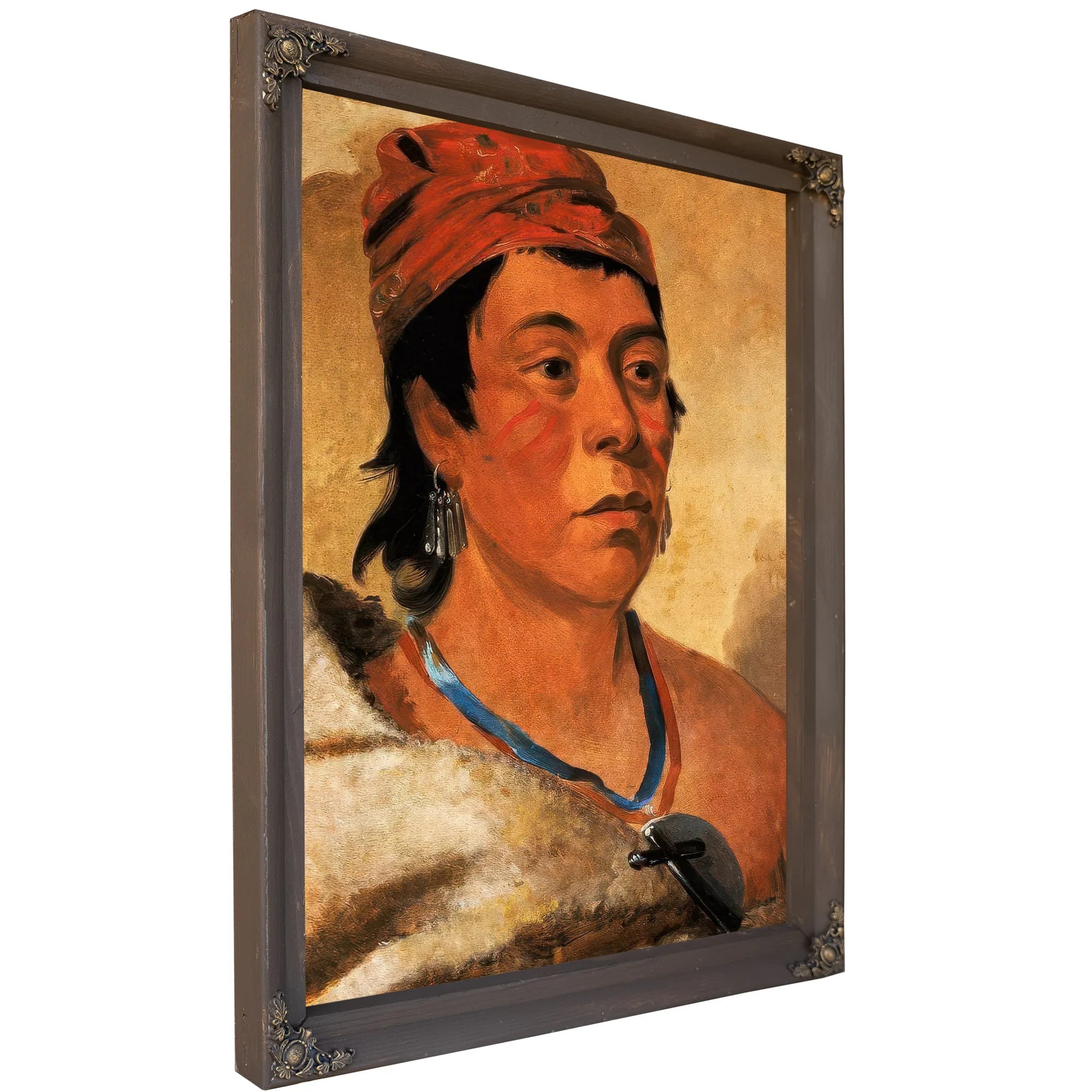 Round Island, A Warrior By George Catlin Fine Art Print