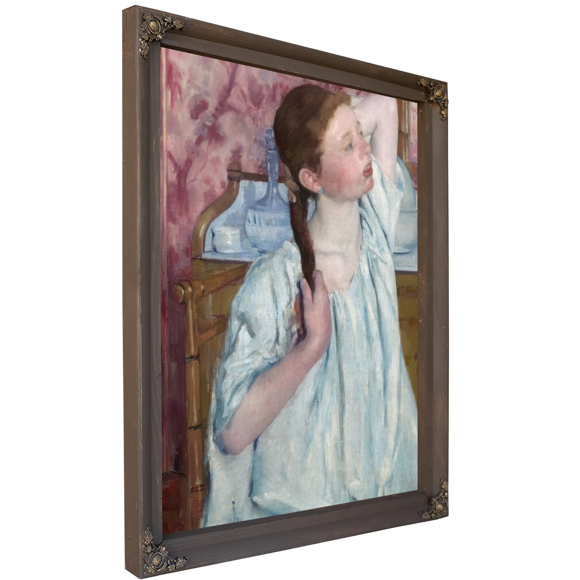 Girl Arranging Her Hair By Mary Cassatt Fine Art Print