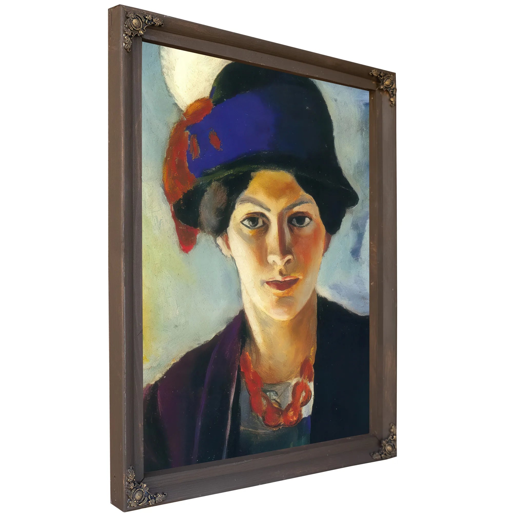 Portrait Of The Painters Wife With Hat By August Macke Fine Art Print