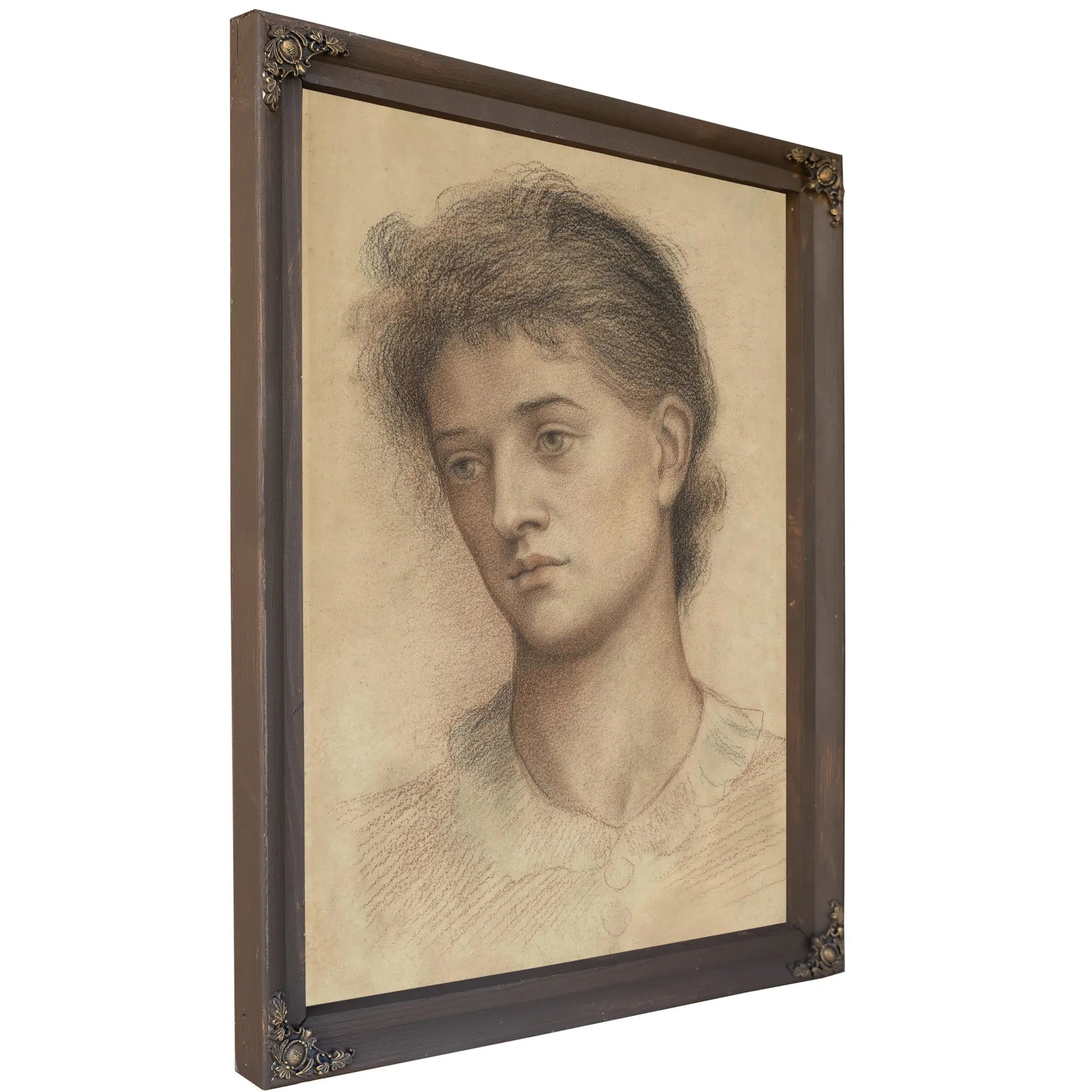  Portrait Head Of A Woman Probably A Member Of The Mur by Evelyn De Morgan