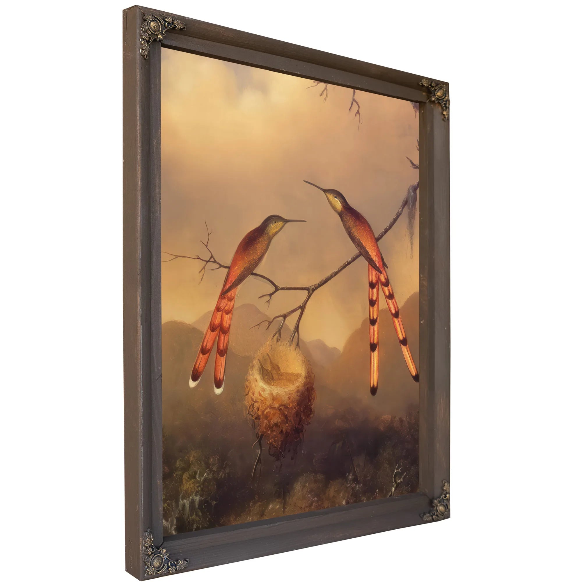 Two Hummingbirds With Their Young By Martin Johnson Heade Fine Art Print
