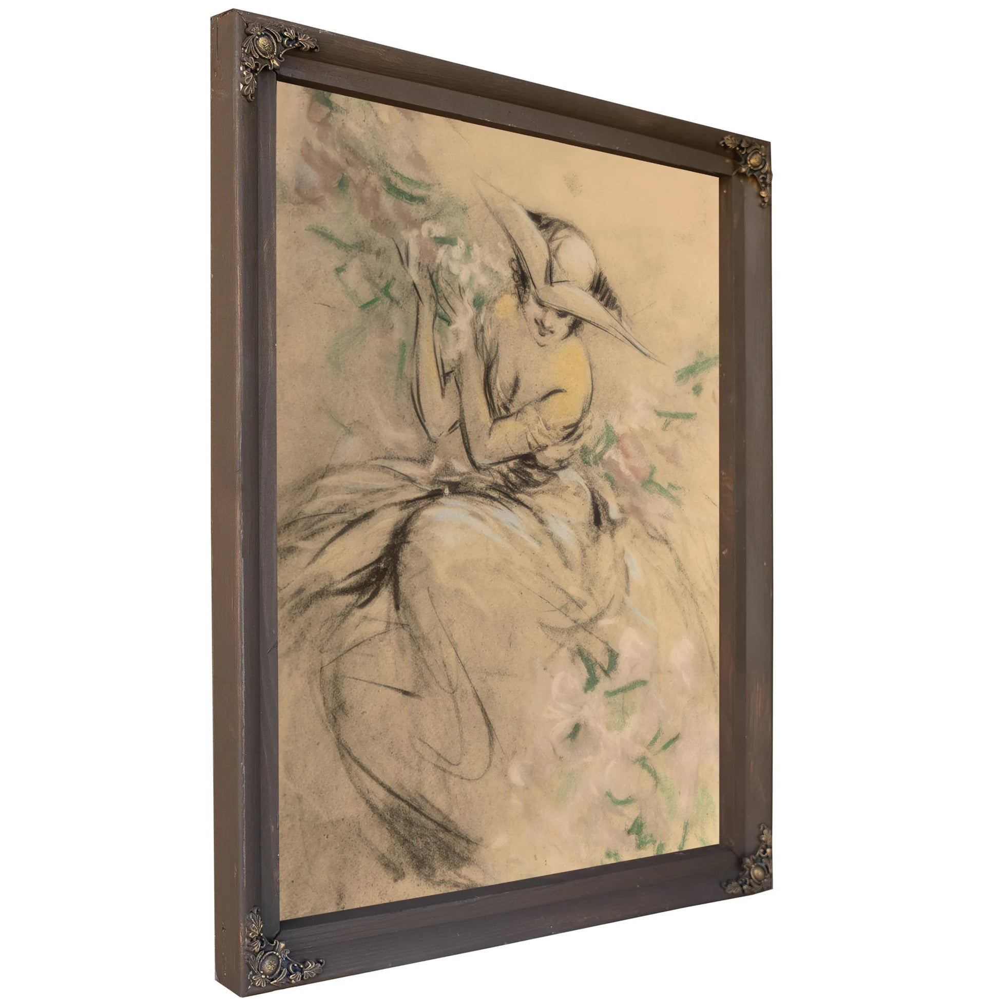 Lady In Flower Garden By Louis Icart Fine Art Print