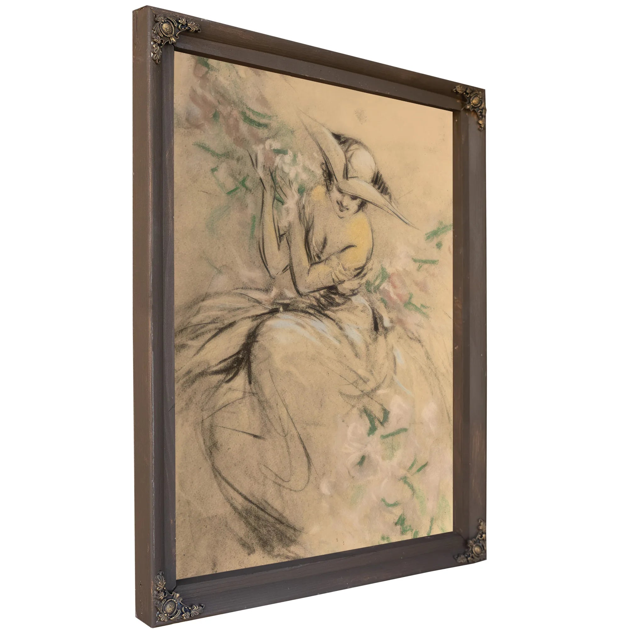Lady In Flower Garden By Louis Icart Fine Art Print