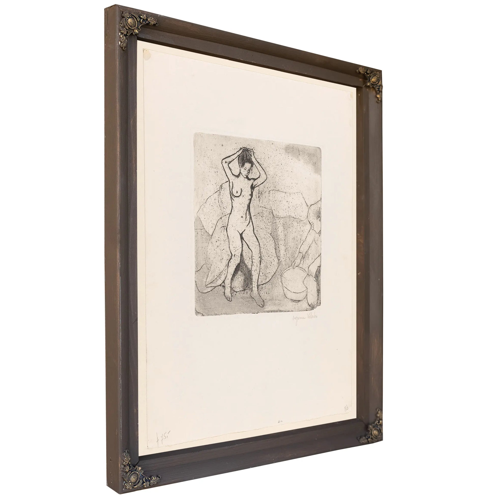 Naakte Vrouw Haar Haren Opstekend Neemt Een Bad Catherine Prepare Le Tub Et Louise Nue Se Coiffe by Suzanne Valadon