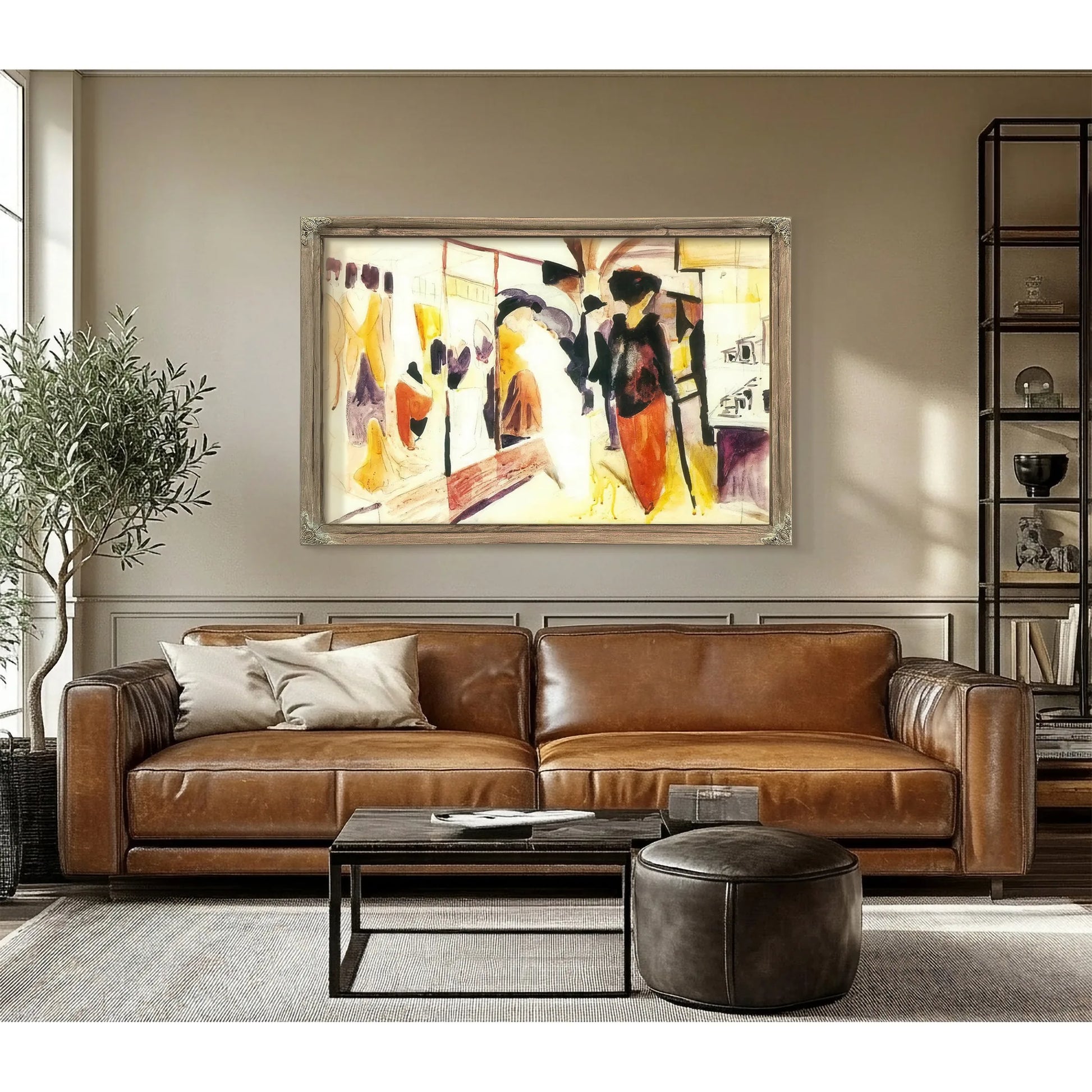 Fashion Shop In The Arcade By August Macke Fine Art Print