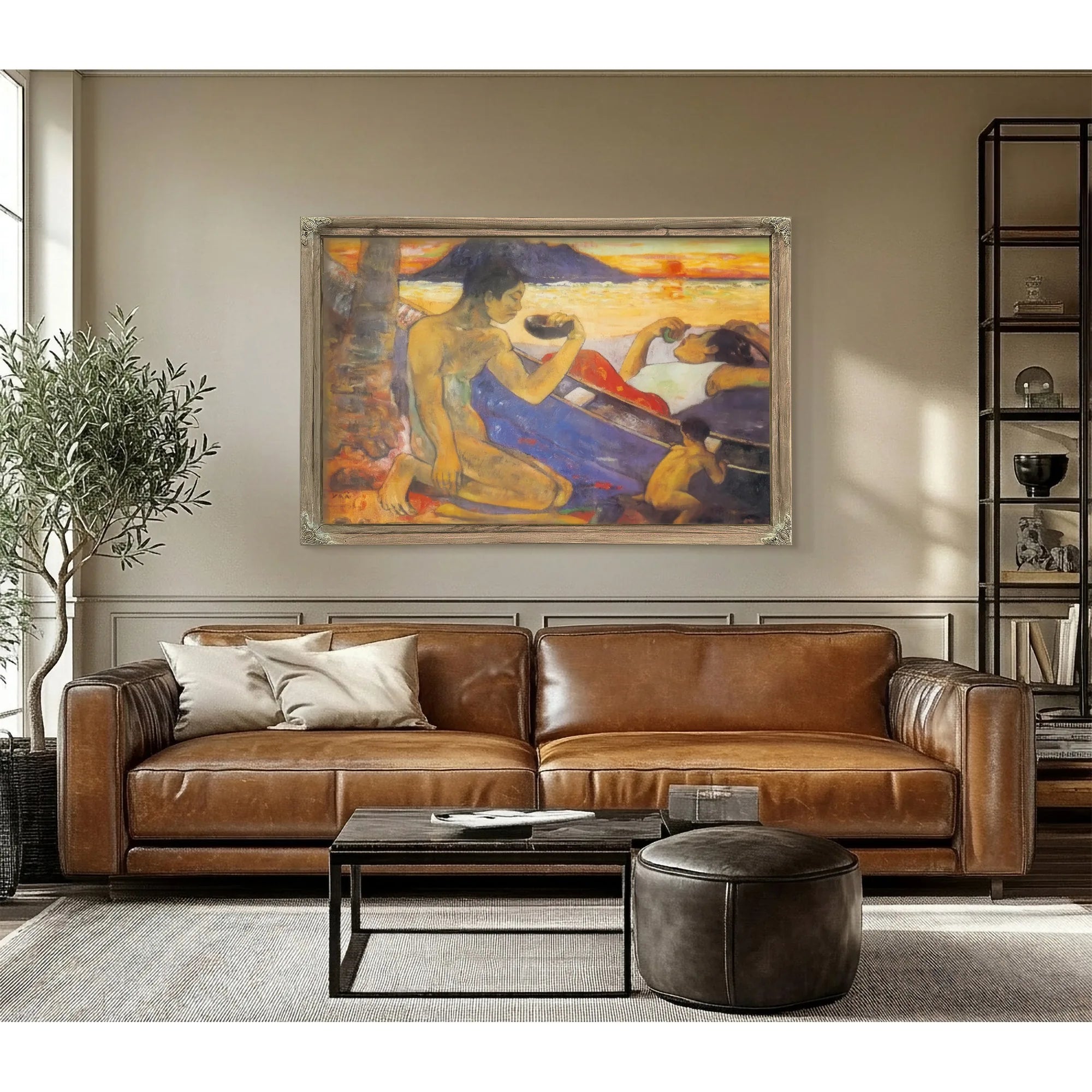 Te Vaa ( The Canoe) Or A Thahitian Family By Paul Gauguin Fine Art Print