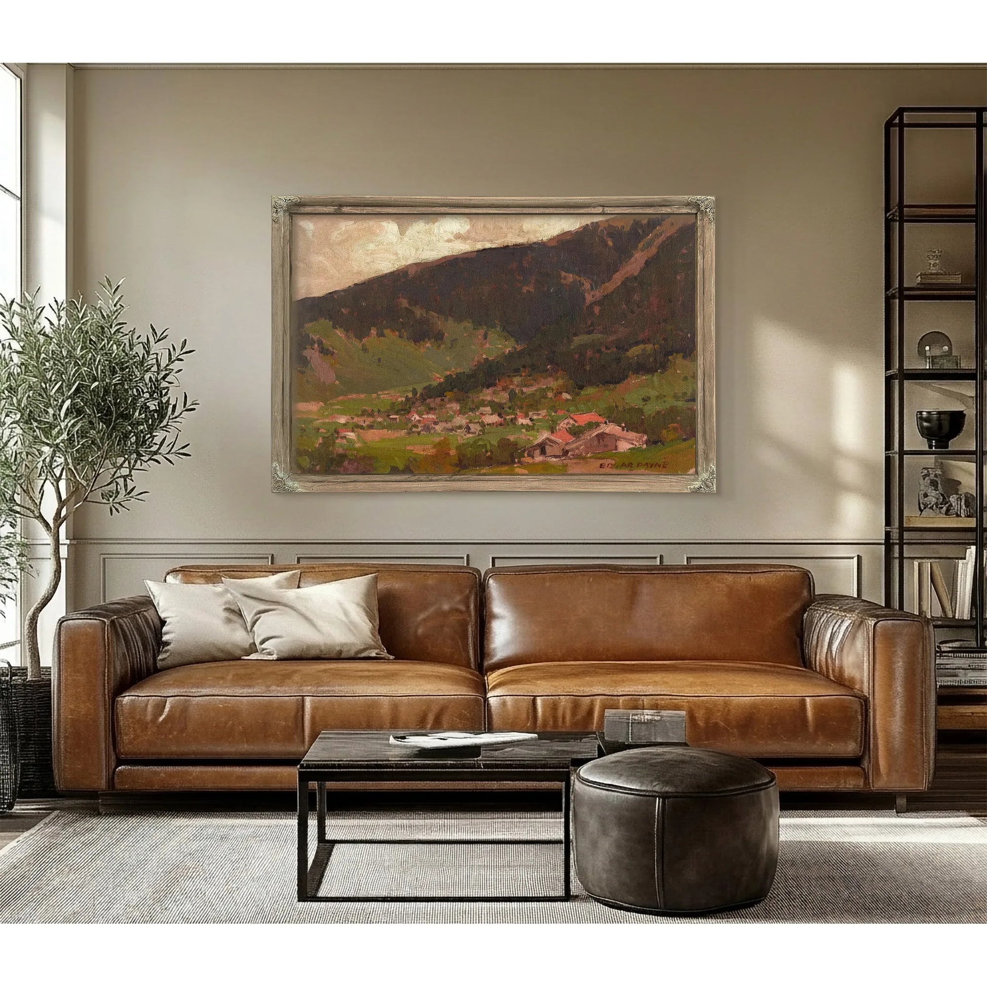 Village At The Base Of The Mountain By Edgar Payne Fine Art Print