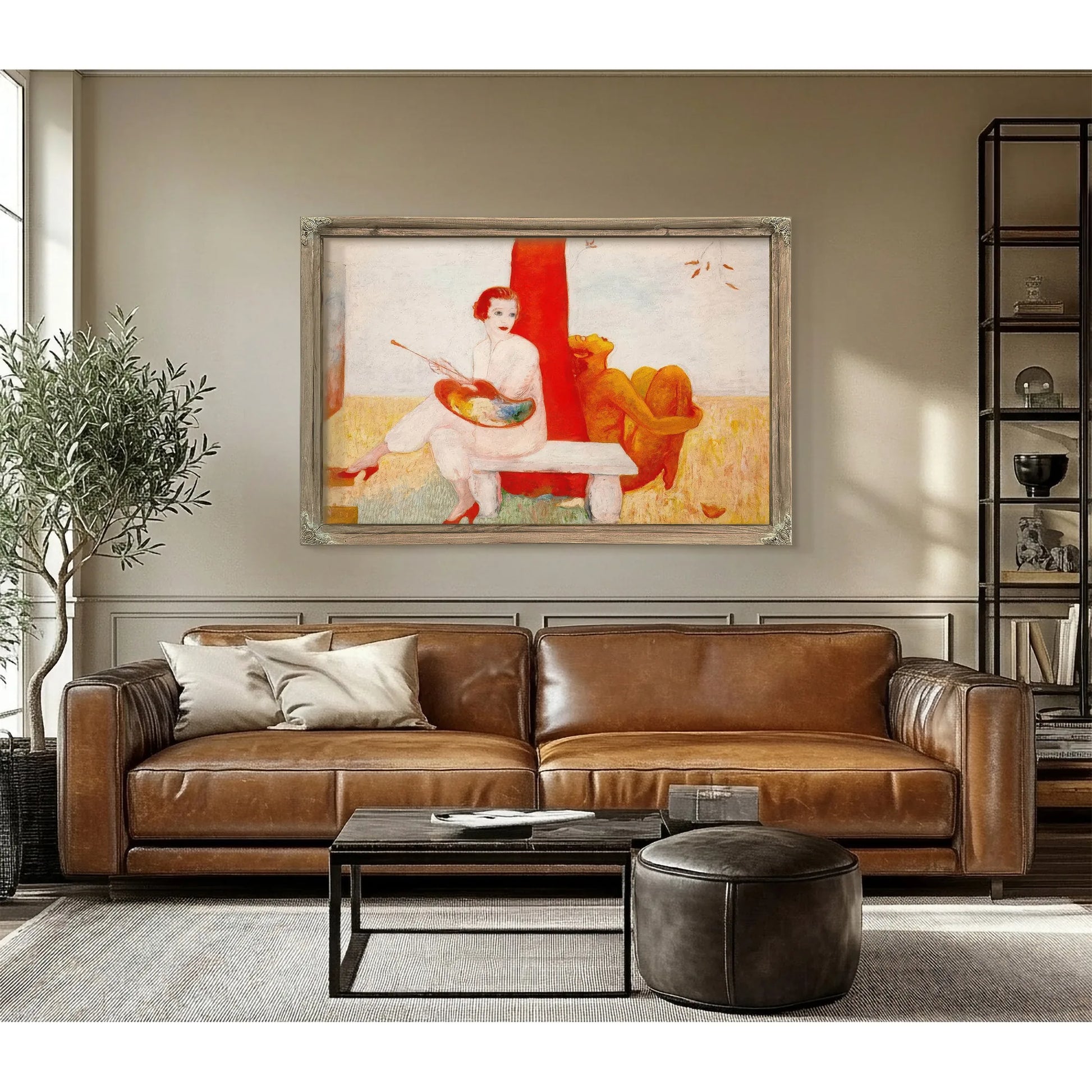 Self Portrait With Palette Painter And Faun By Florine Stettheimer Fine Art Print