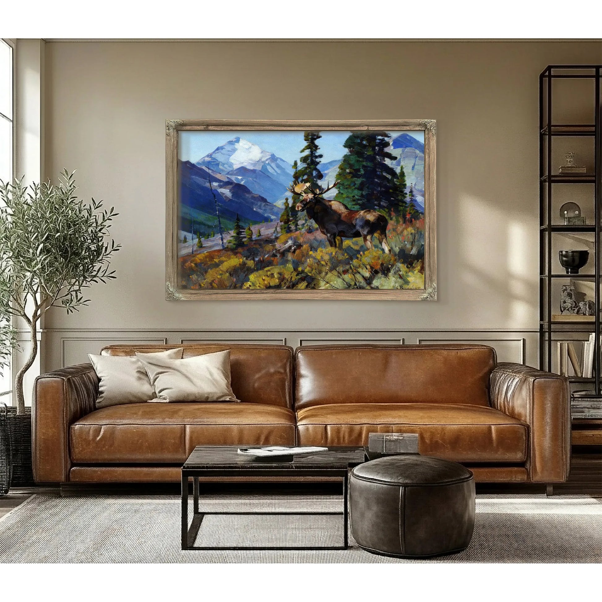 Moose On The Head Of Ram River By Carl Rungius Fine Art Print