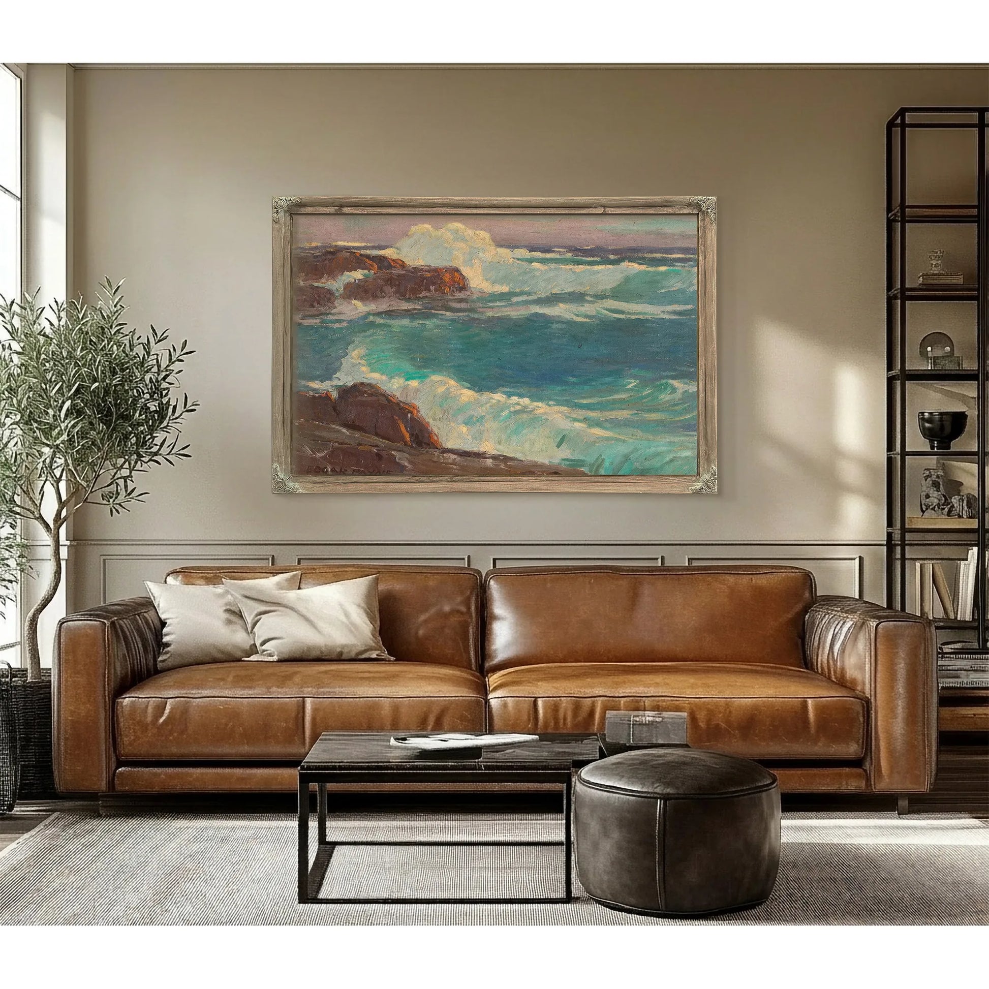 Rough Seas Along A Rocky Coast By Edgar Payne Fine Art Print