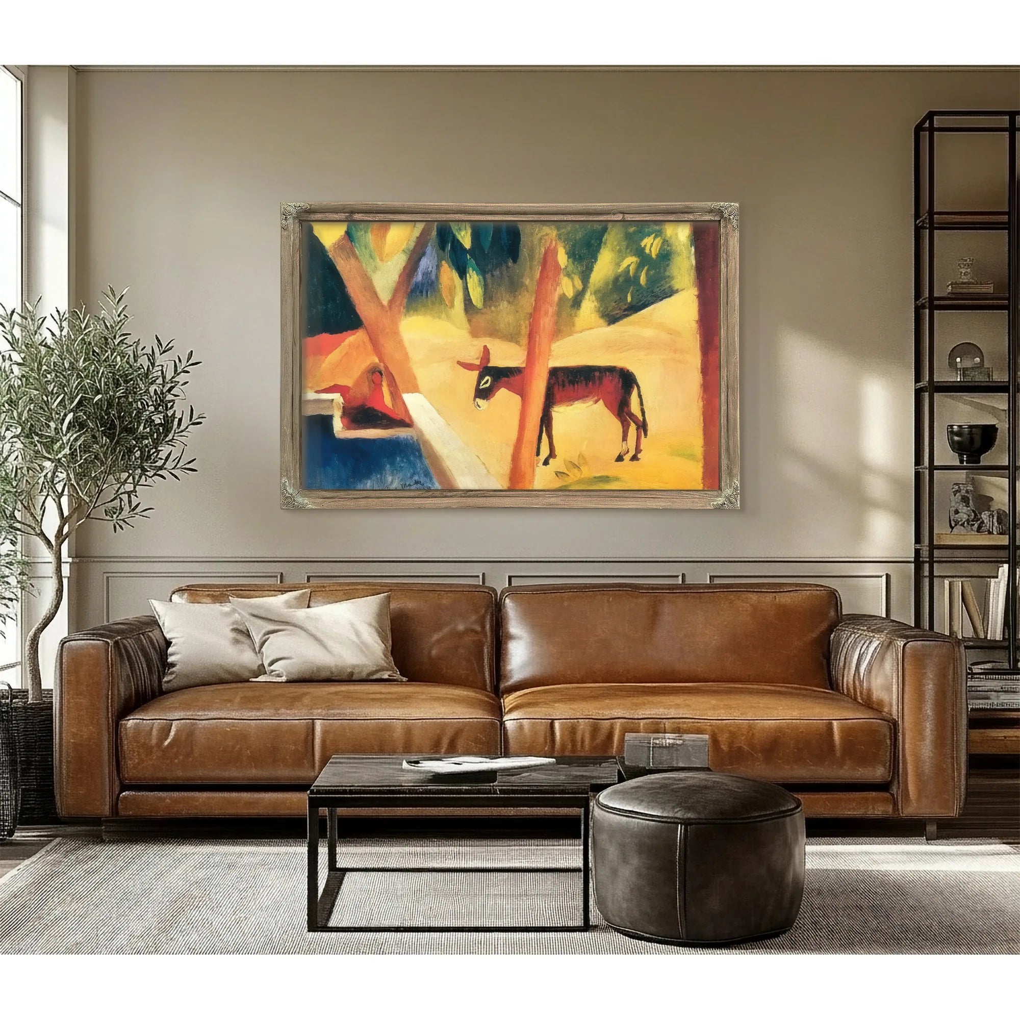 Donkey In A Palm Grove By August Macke Fine Art Print