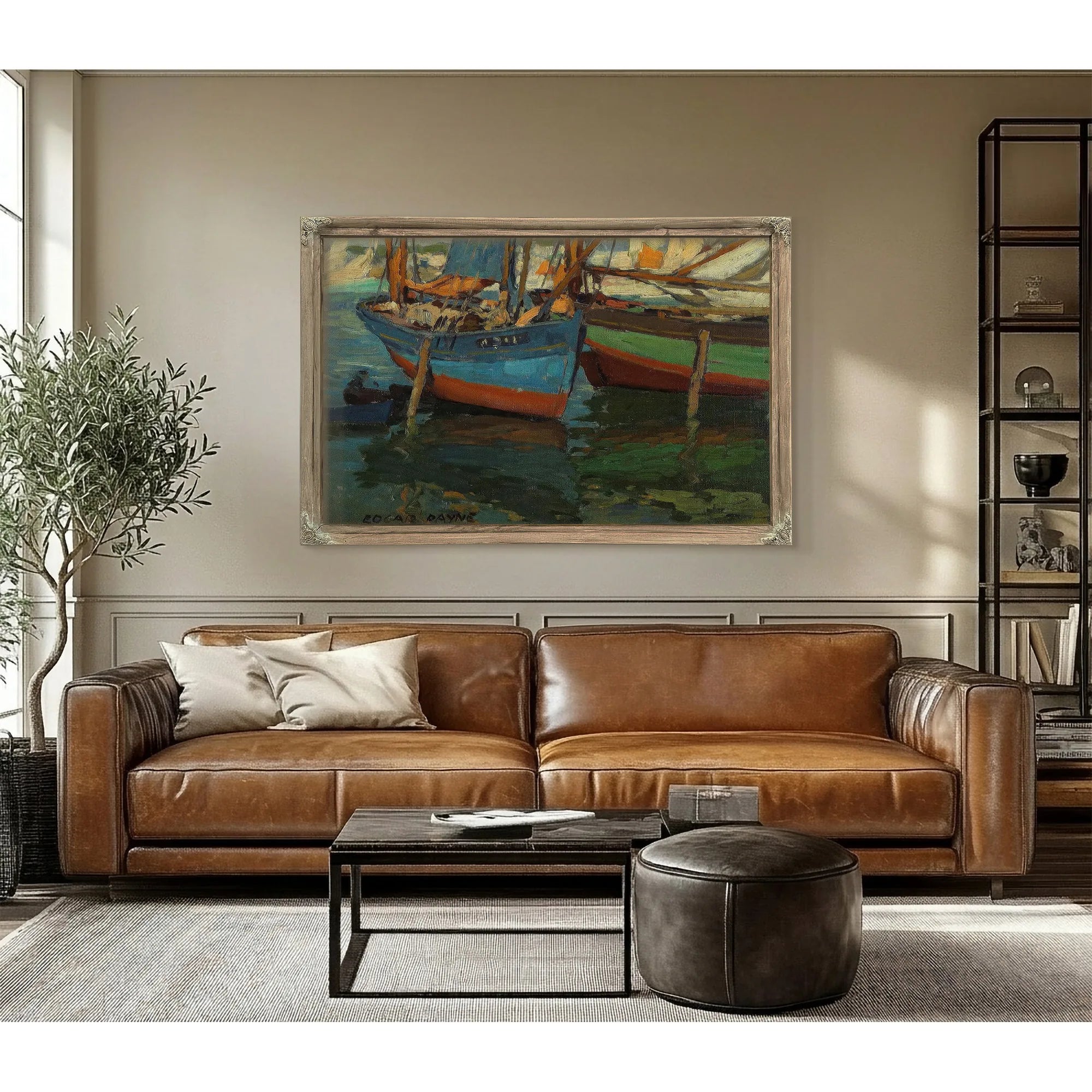 Two Boats In A Harbor By Edgar Payne Fine Art Print