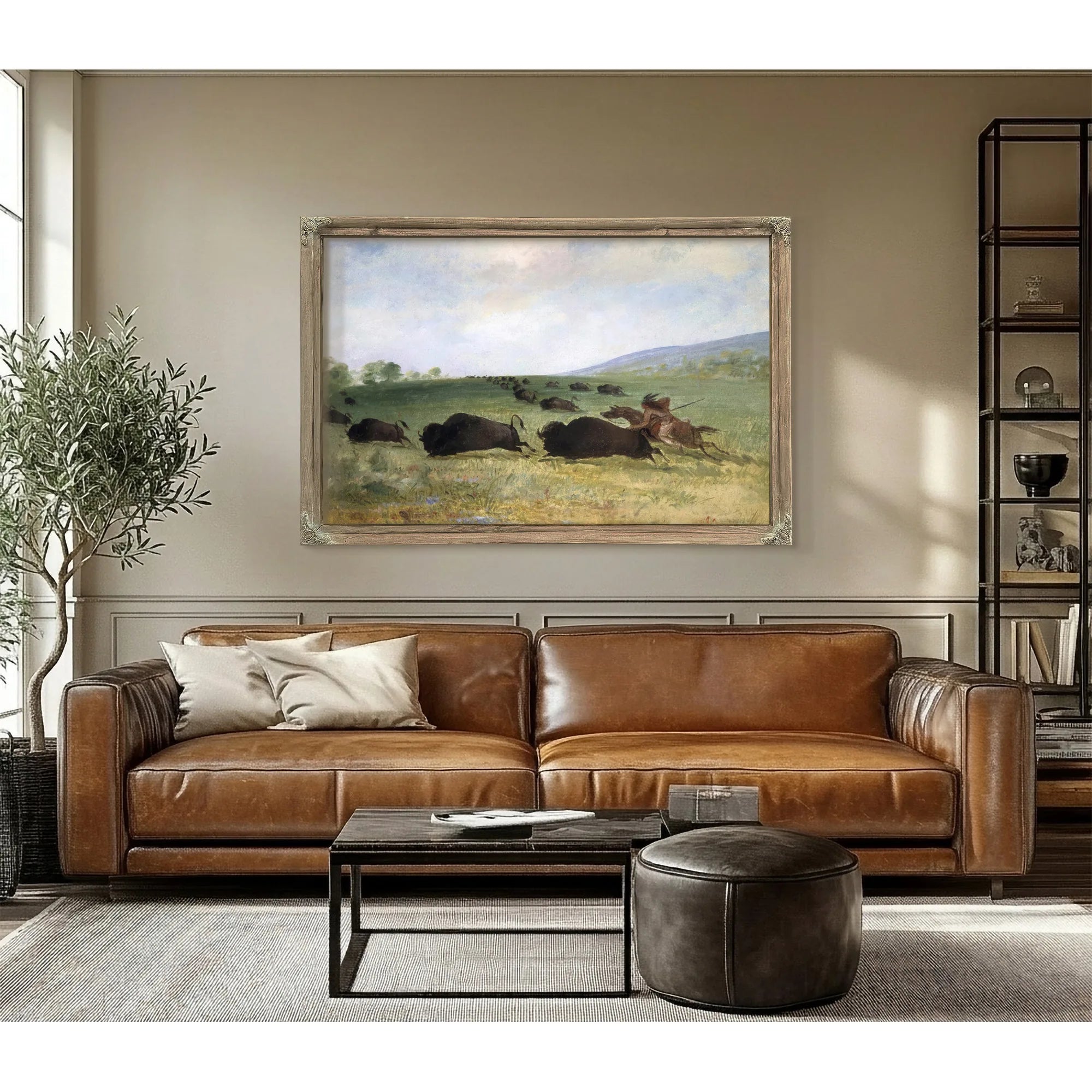 An Osage Indian Lancing A Buffalo By George Catlin Fine Art Print
