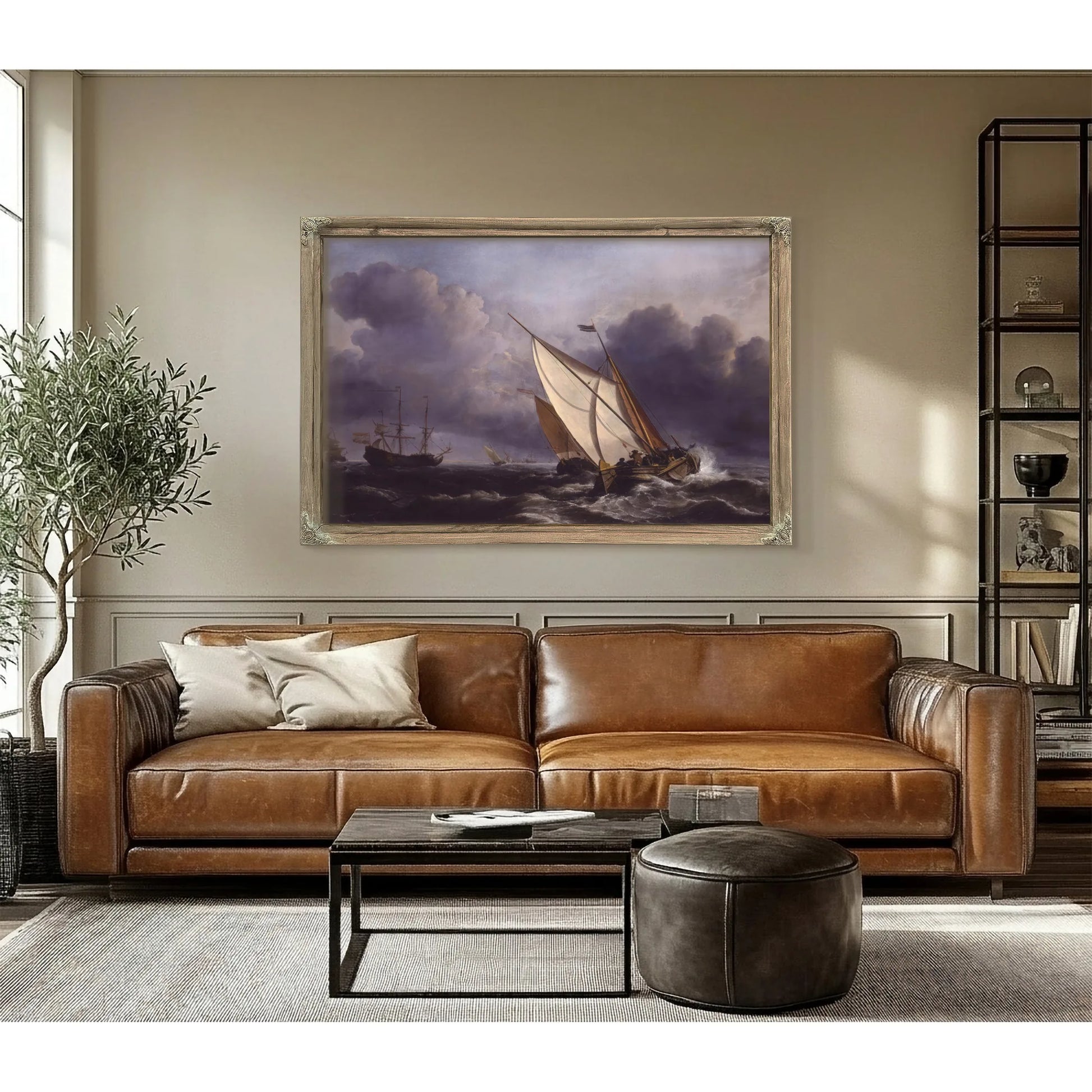 Ships In A Stormy Sea By Willem Van De Velde Ii Fine Art Print