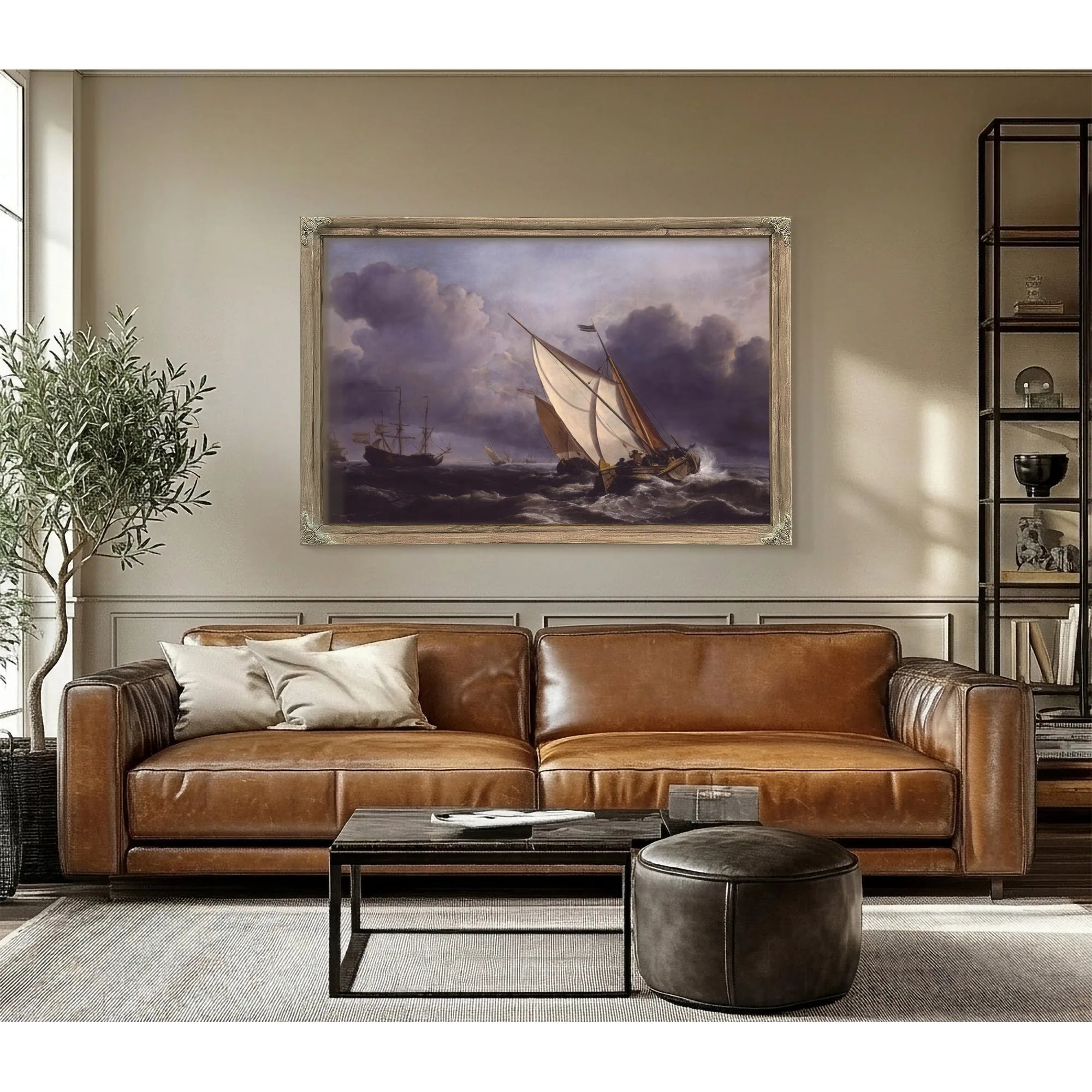 Ships In A Stormy Sea By Willem Van De Velde Ii Fine Art Print