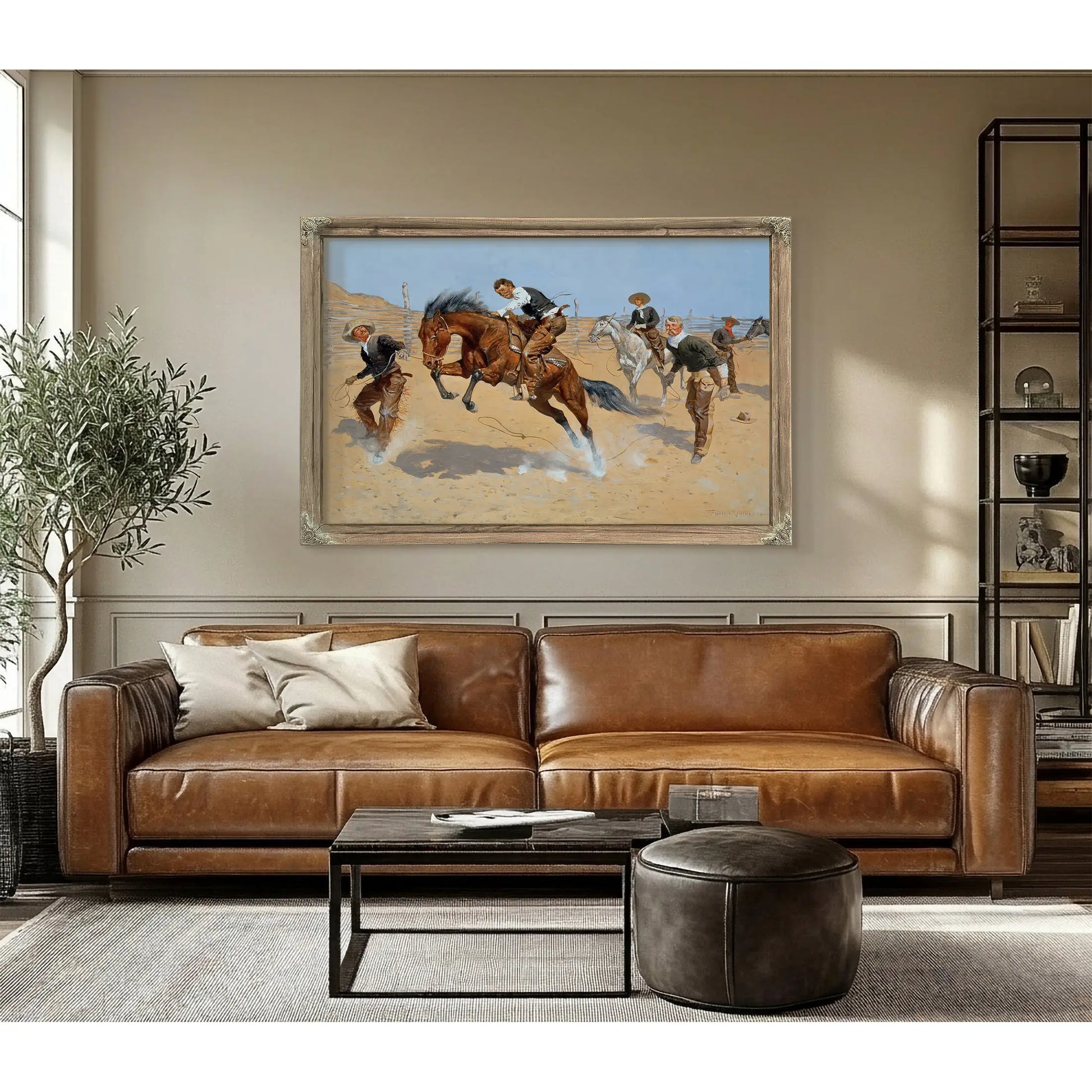 Turn Him Loose Bill C Oil On Canvas by Frederic Remington