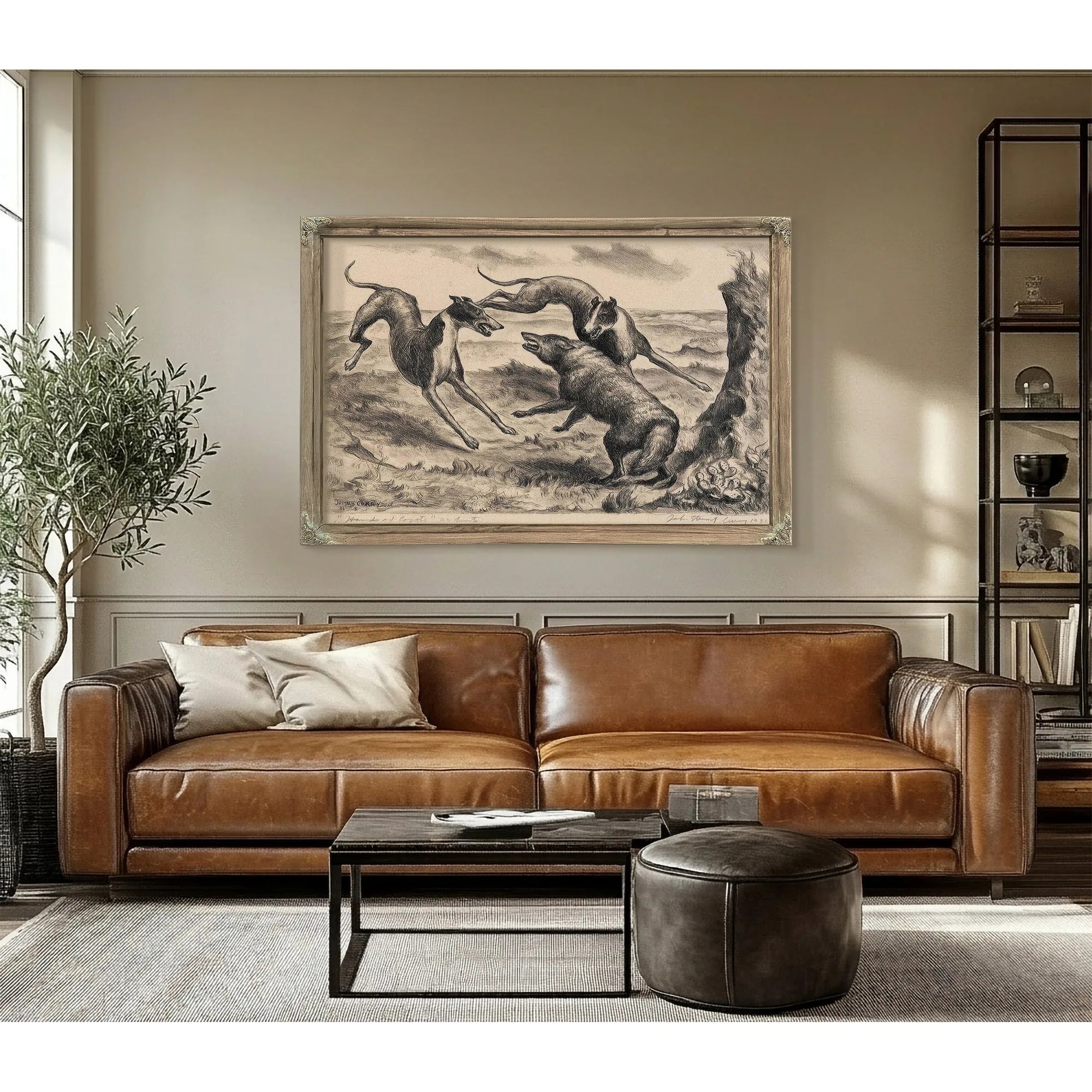 Hounds And Coyote (C. 12), 1931 By John Steuart Curry Fine Art Print