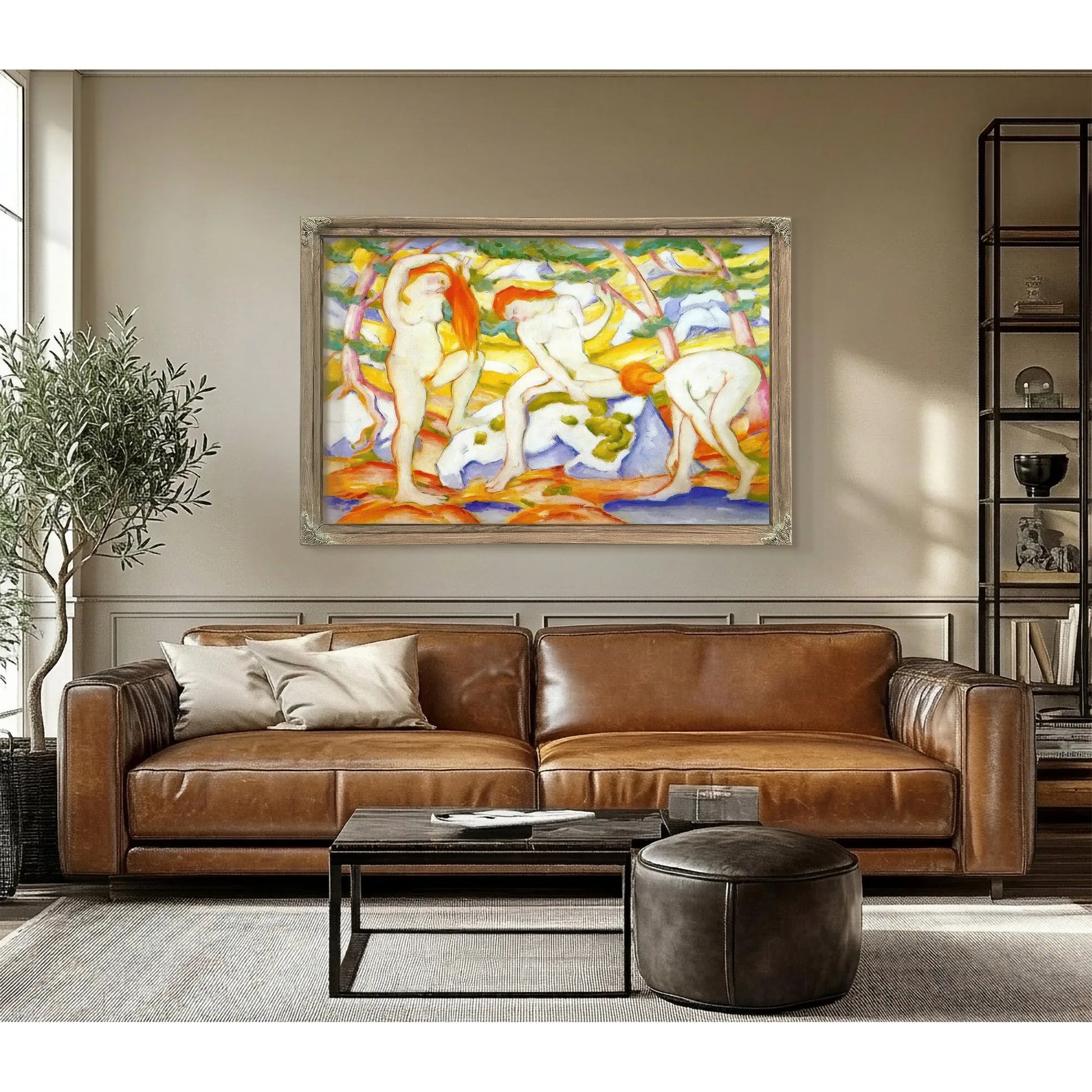 Bathing Girls By Franz Marc Fine Art Print