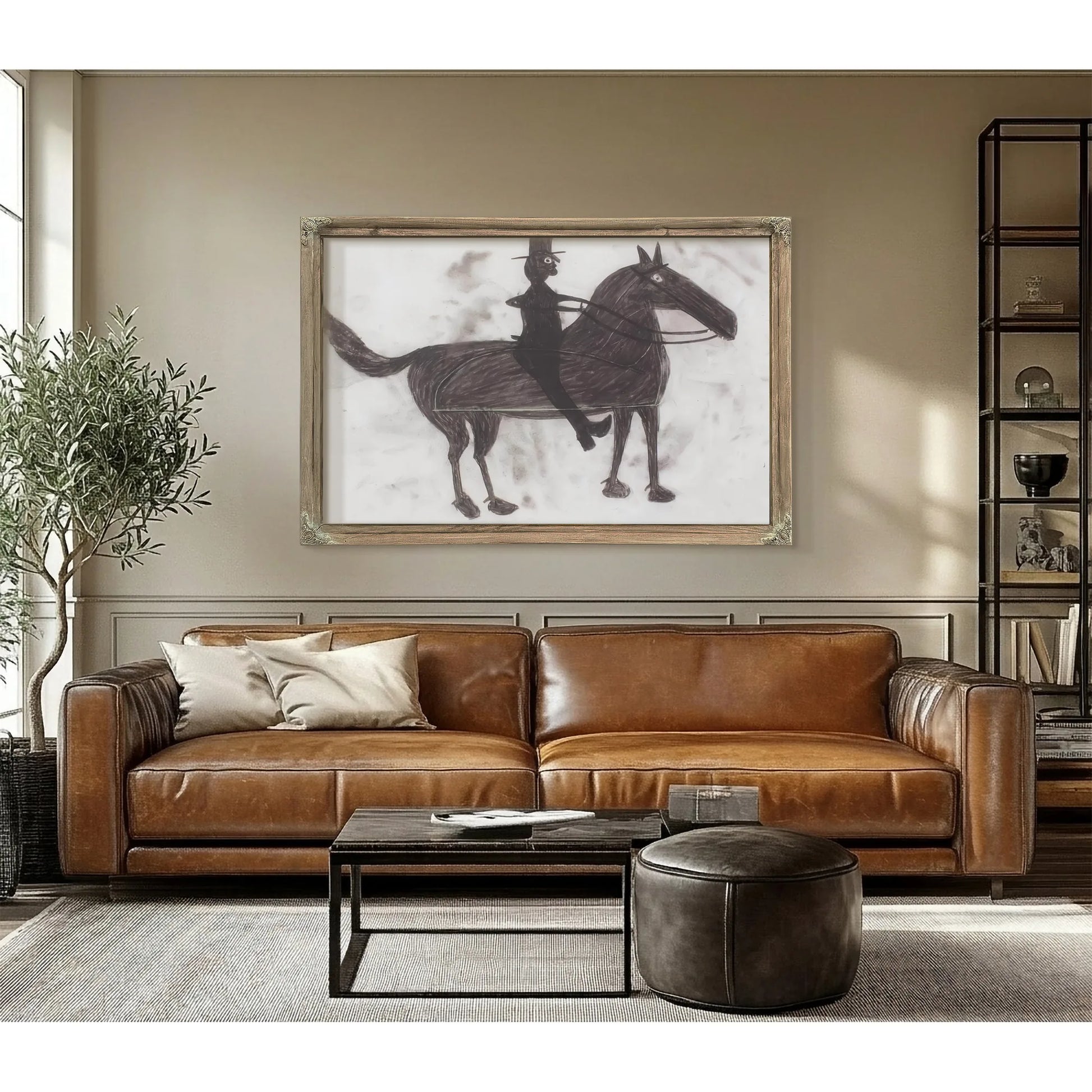 Untitled Horse And A Rider By Bill Traylor Fine Art Print