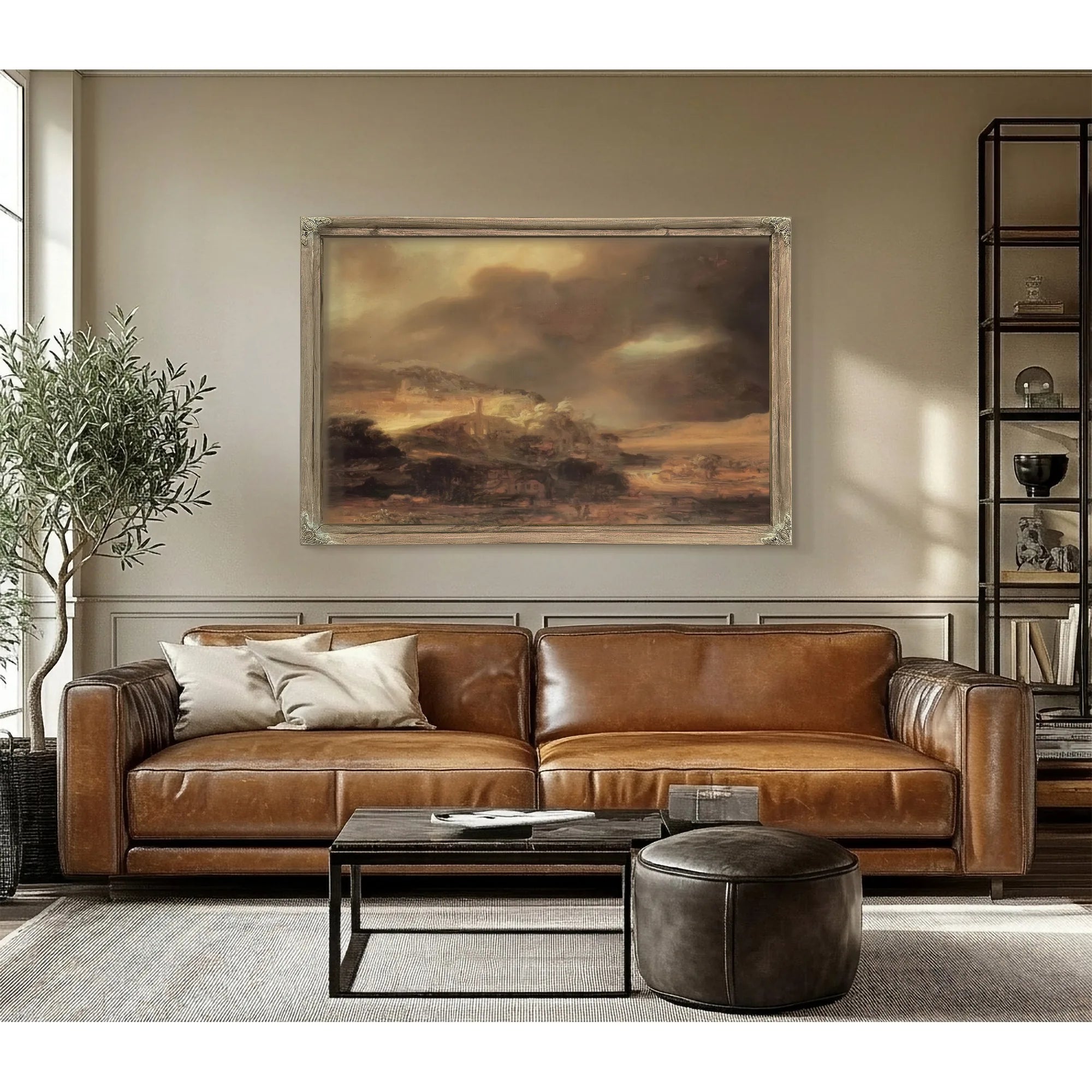 Stormy Landscape, By Rembrandt Fine Art Print