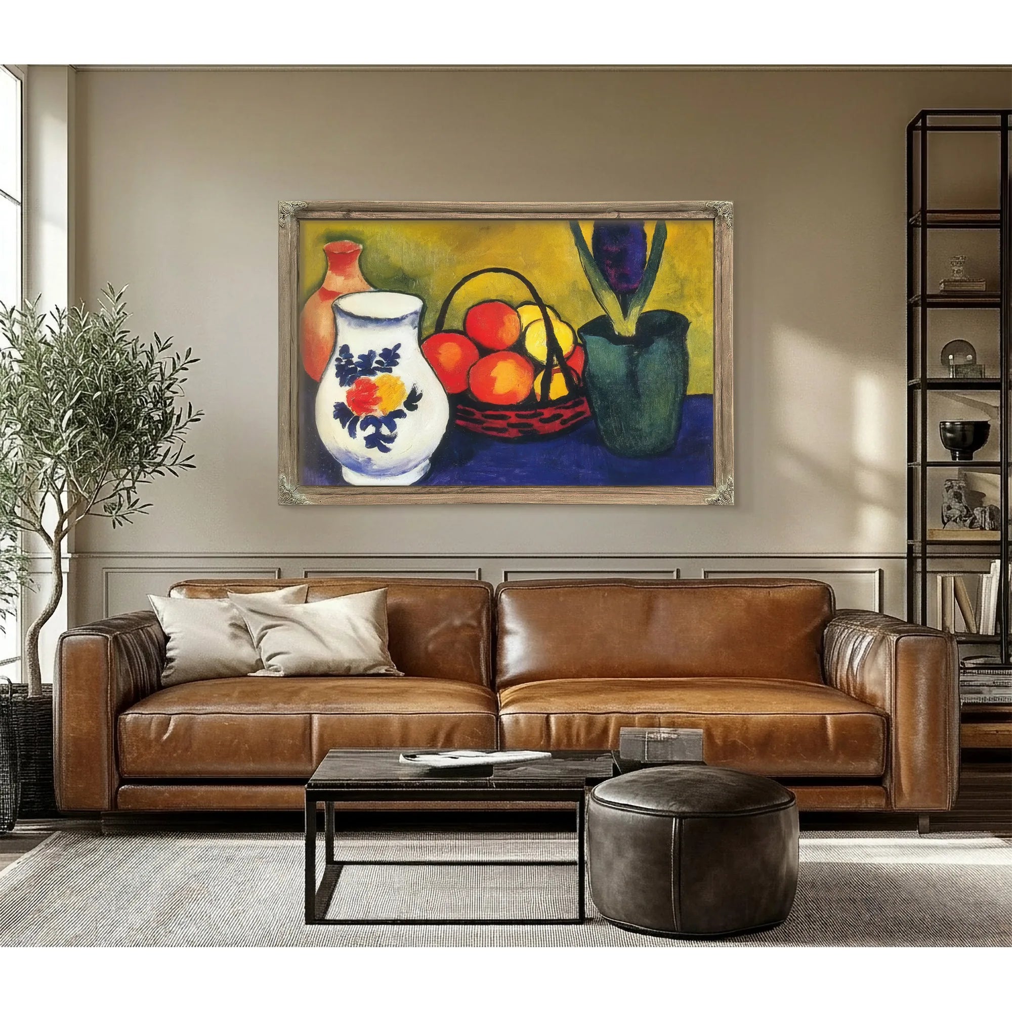 White Pot Flowers And Fruit By August Macke Fine Art Print