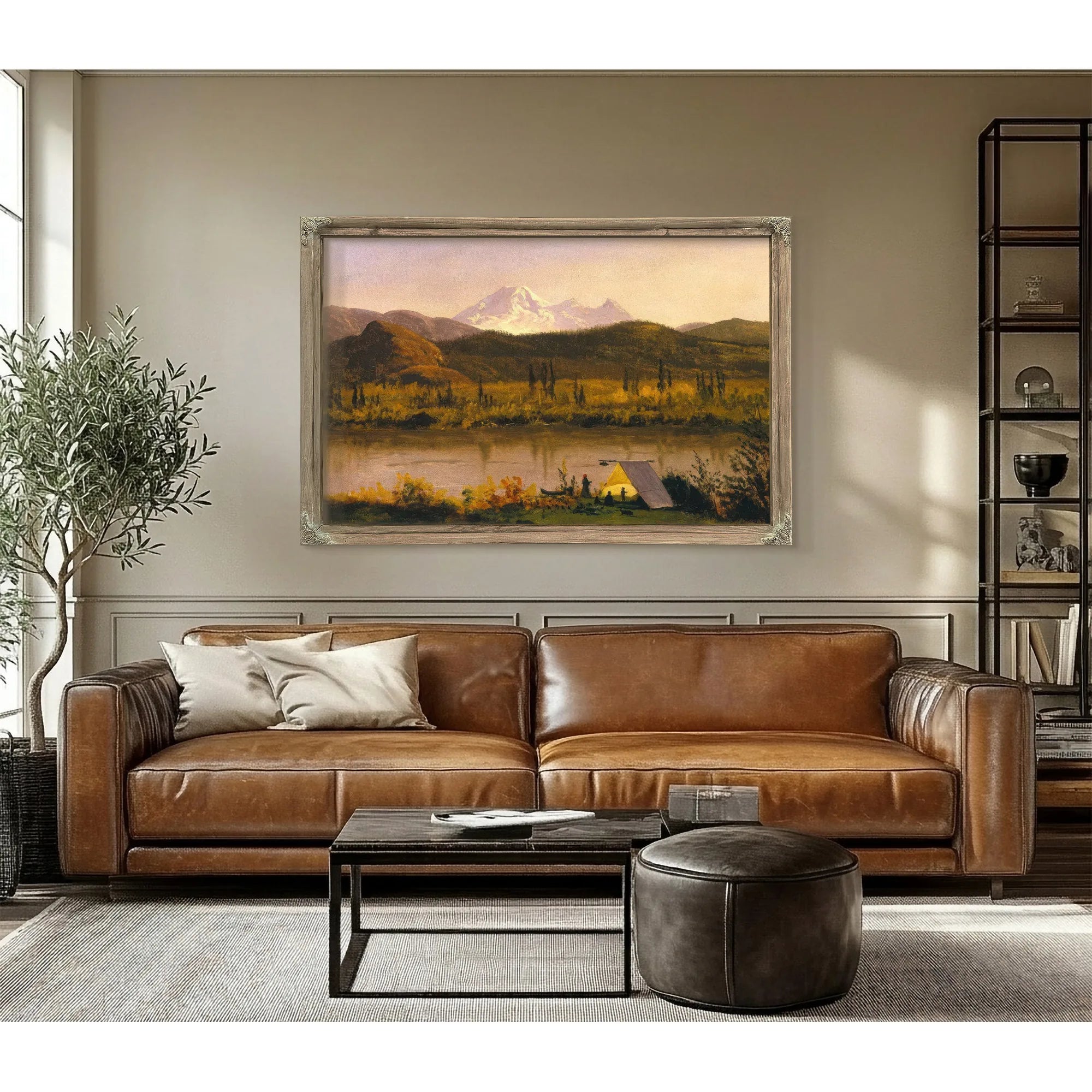 Mount Baker Washington From The Frazier River Encampment In The Rockies By Albert Bierstadt Fine Art Print
