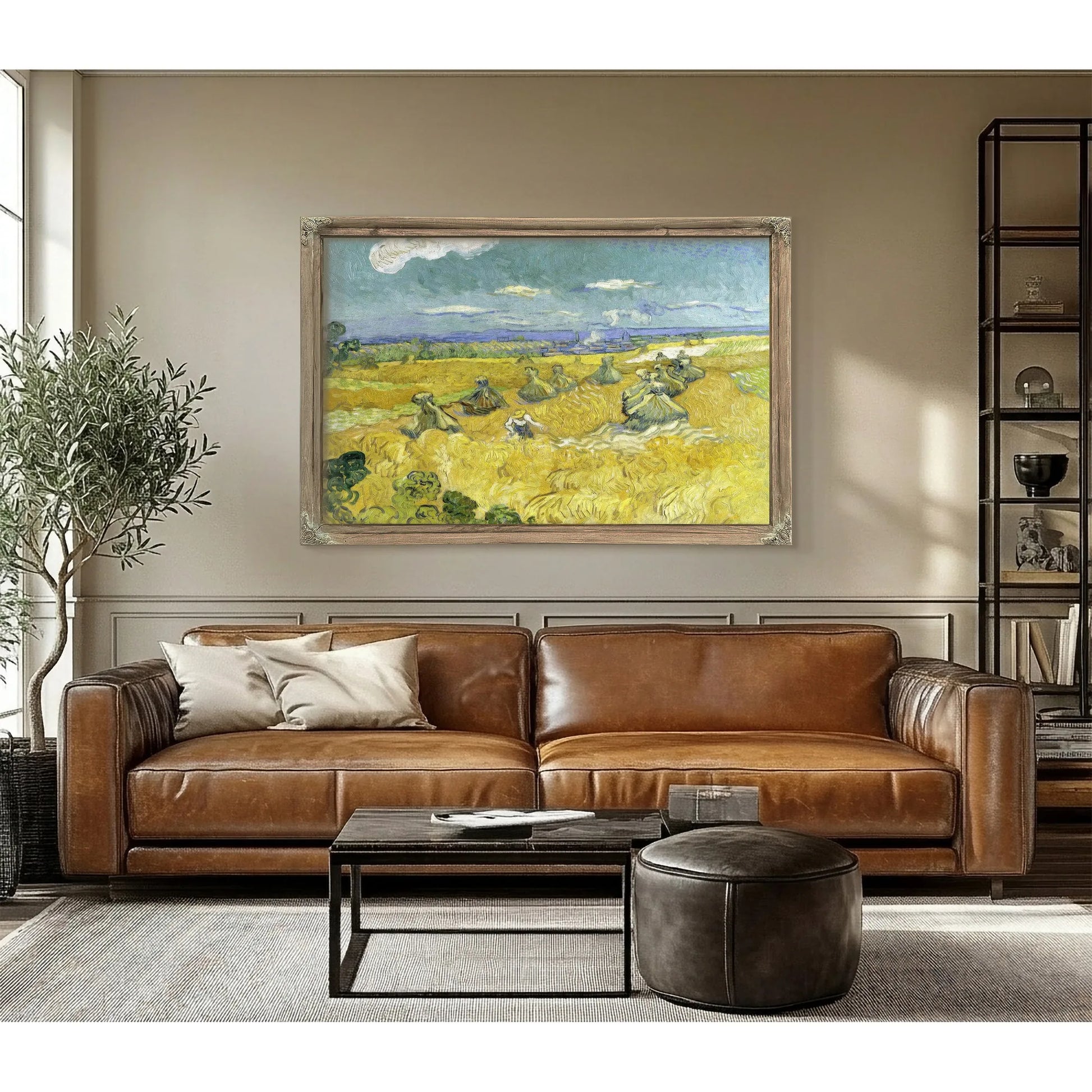 Wheat Fields With Reaper Auvers By Vincent Van Gogh Fine Art Print
