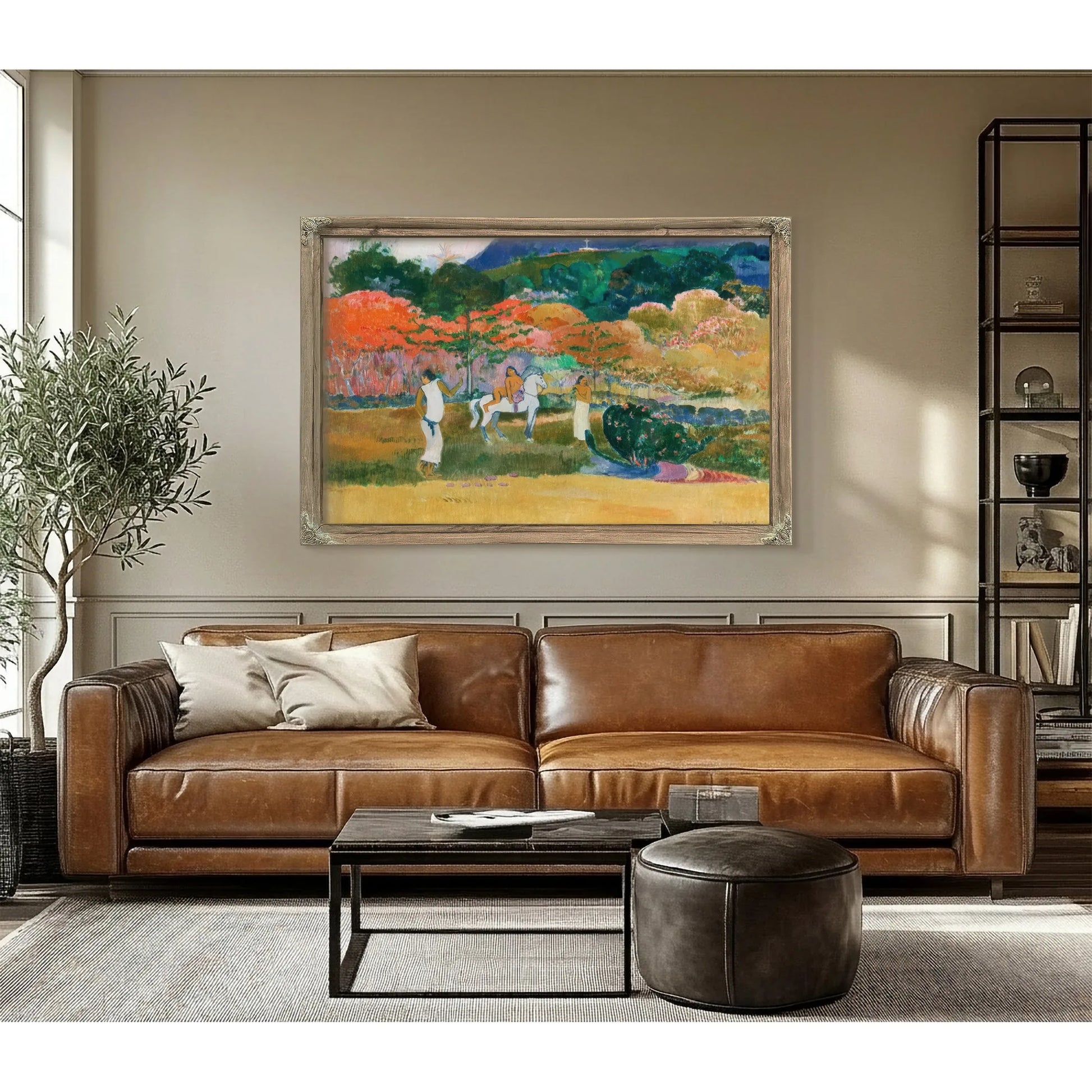 Women And A White Horse By Paul Gauguin Fine Art Print