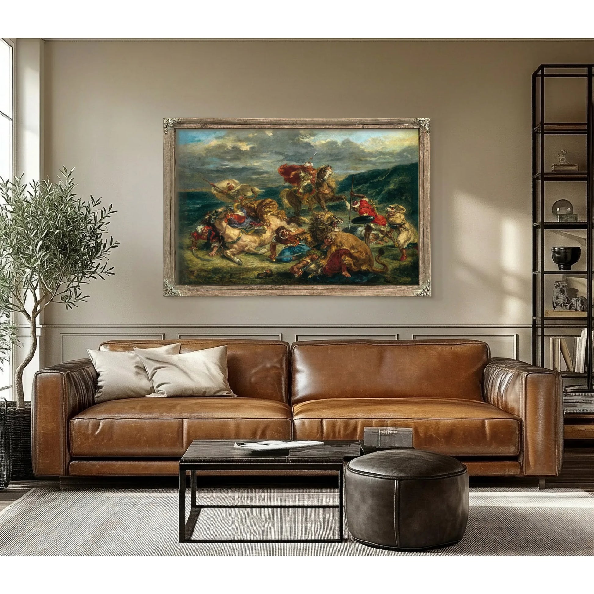 Lion Hunt By Eugene Delacroix Fine Art Print