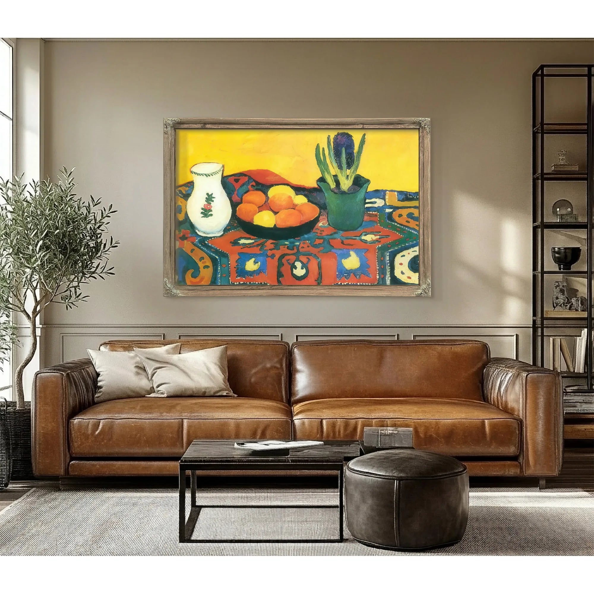 Stil Life With Hyacinthys And Carpet By August Macke Fine Art Print