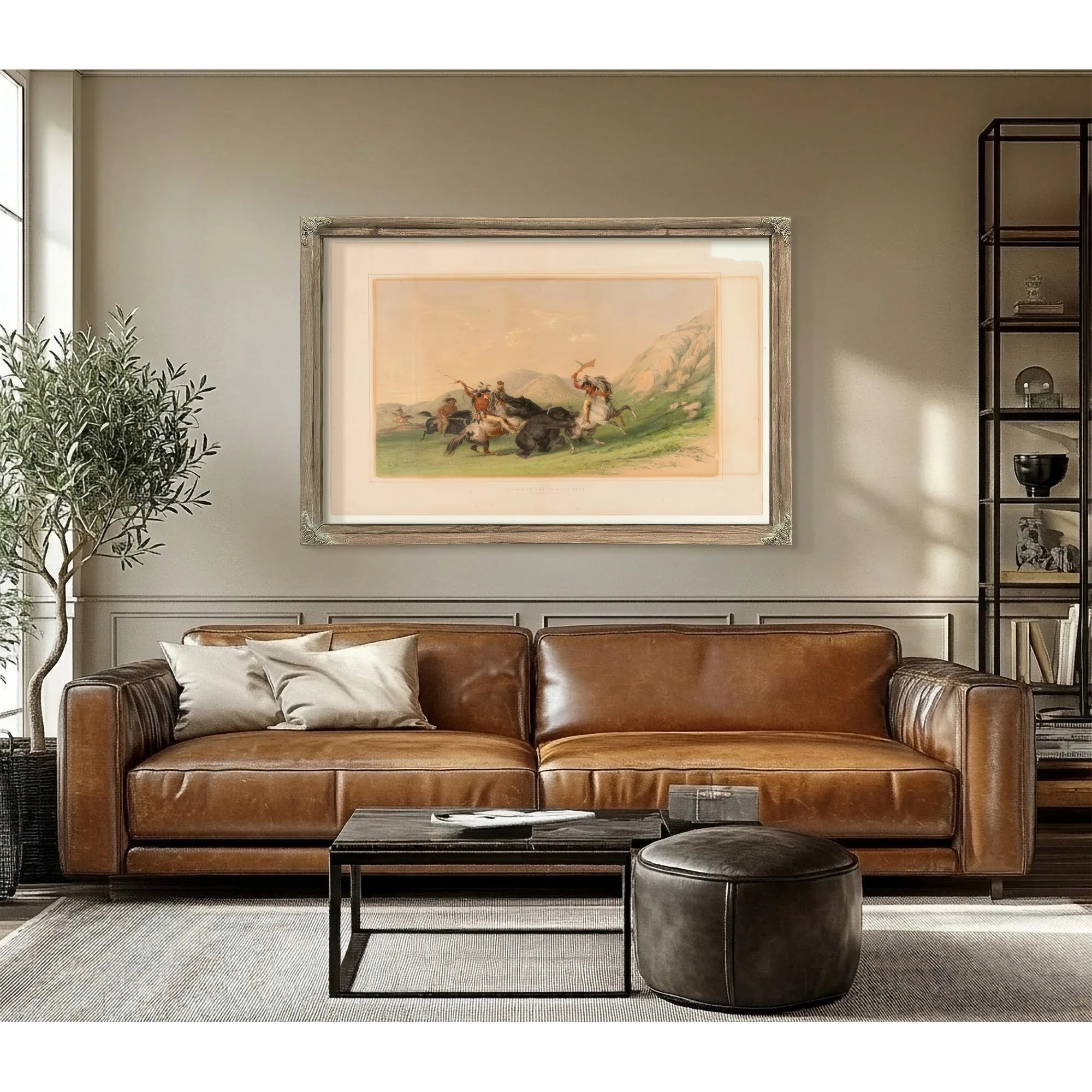 Attacking The Grizzly Bear No. 19 By George Catlin Fine Art Print