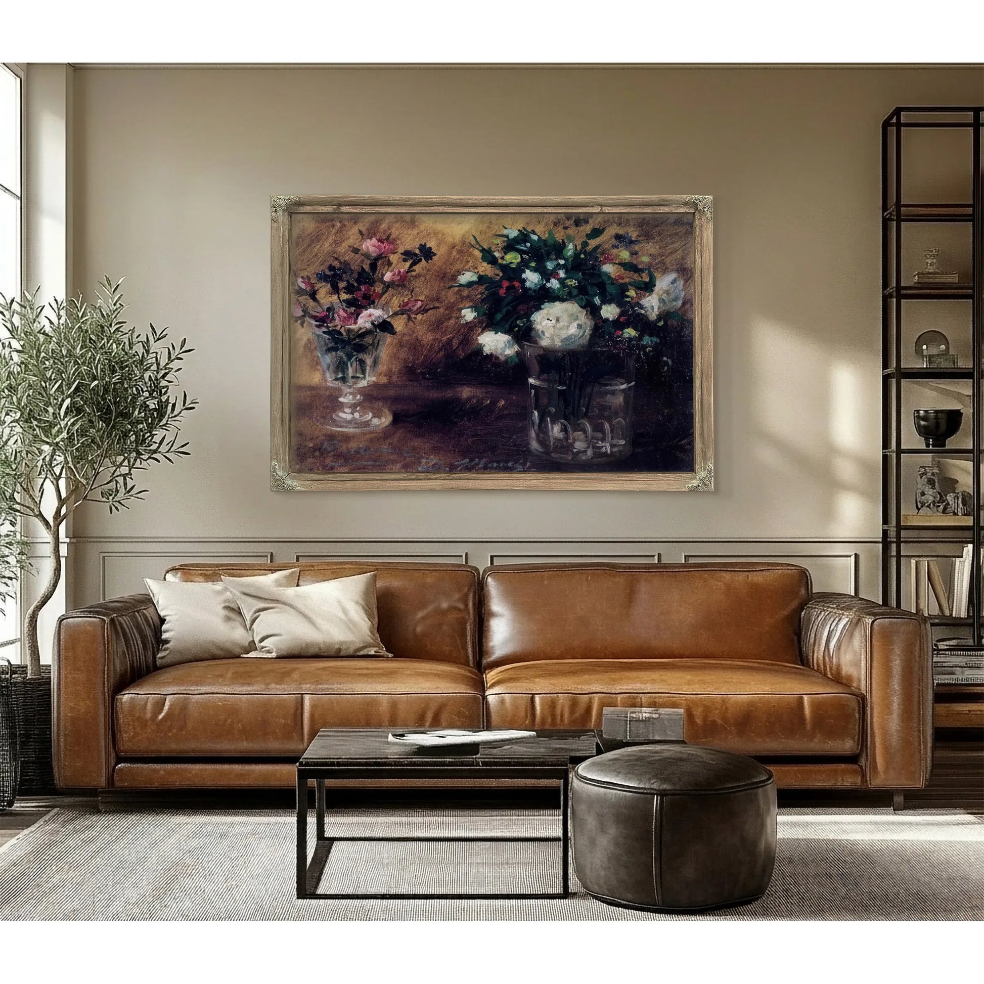 Flowers In Two Glasses By Edouard Manet Fine Art Print
