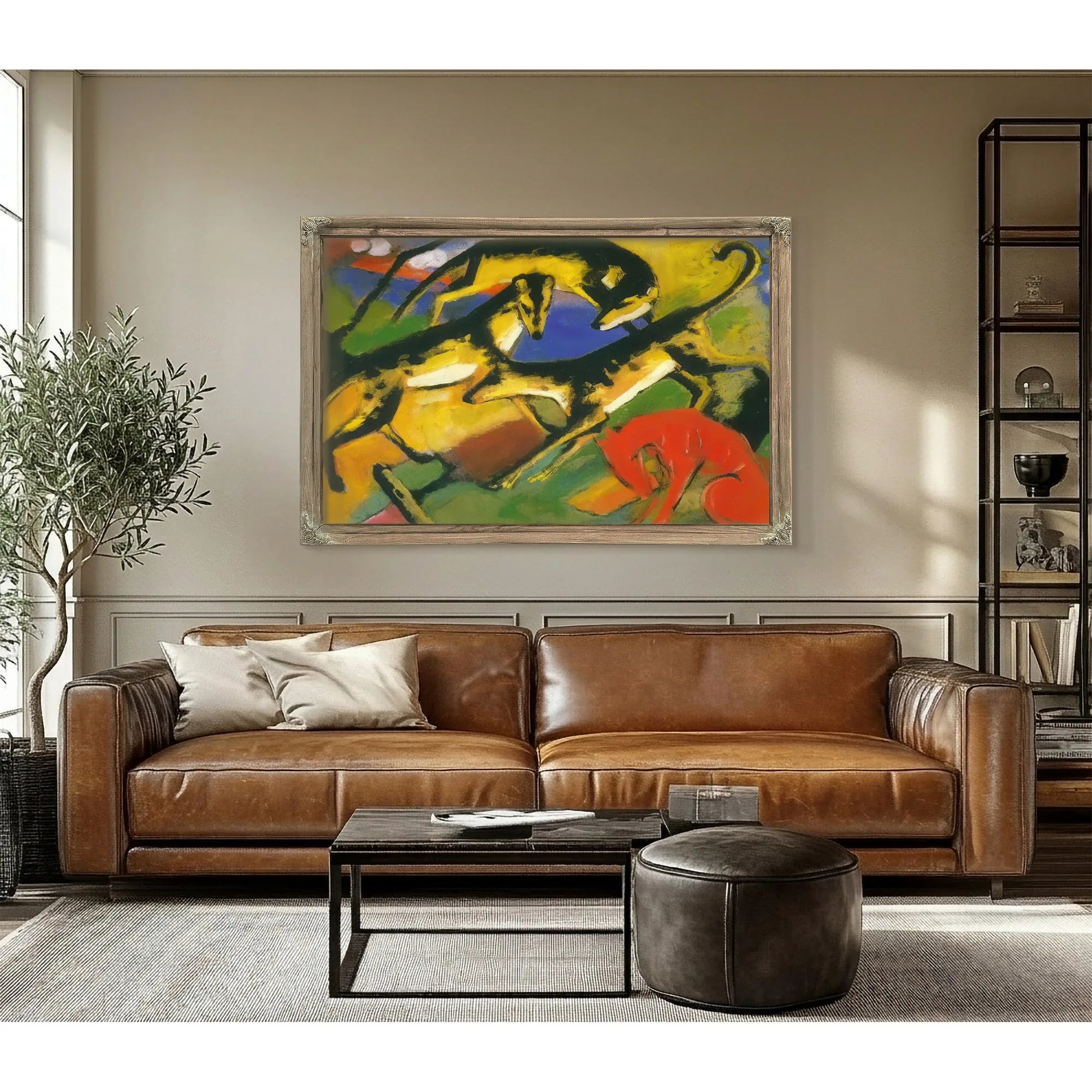 Playing Dogs By Franz Marc Fine Art Print