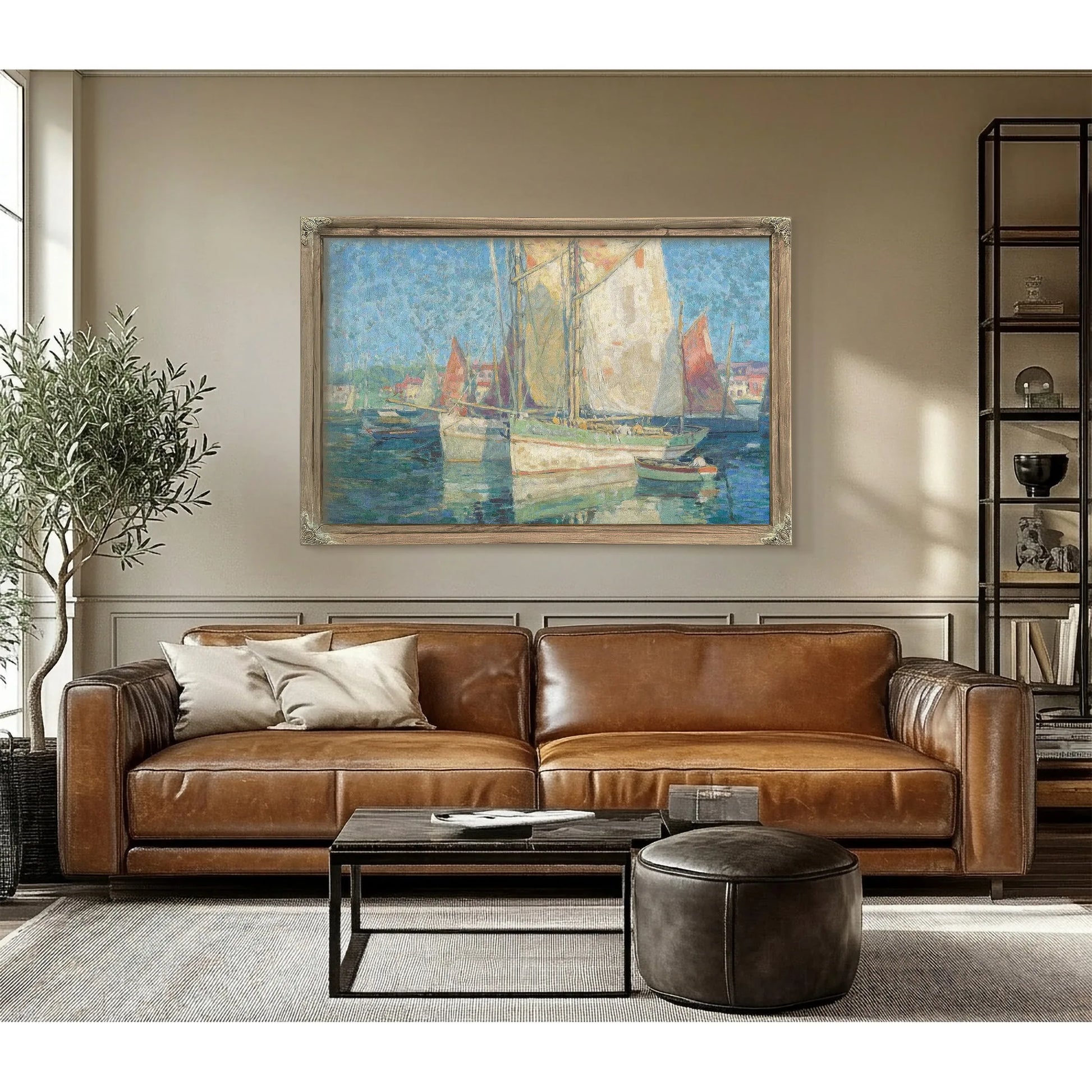 Fishing Boats In A Harbor By Edgar Payne Fine Art Print
