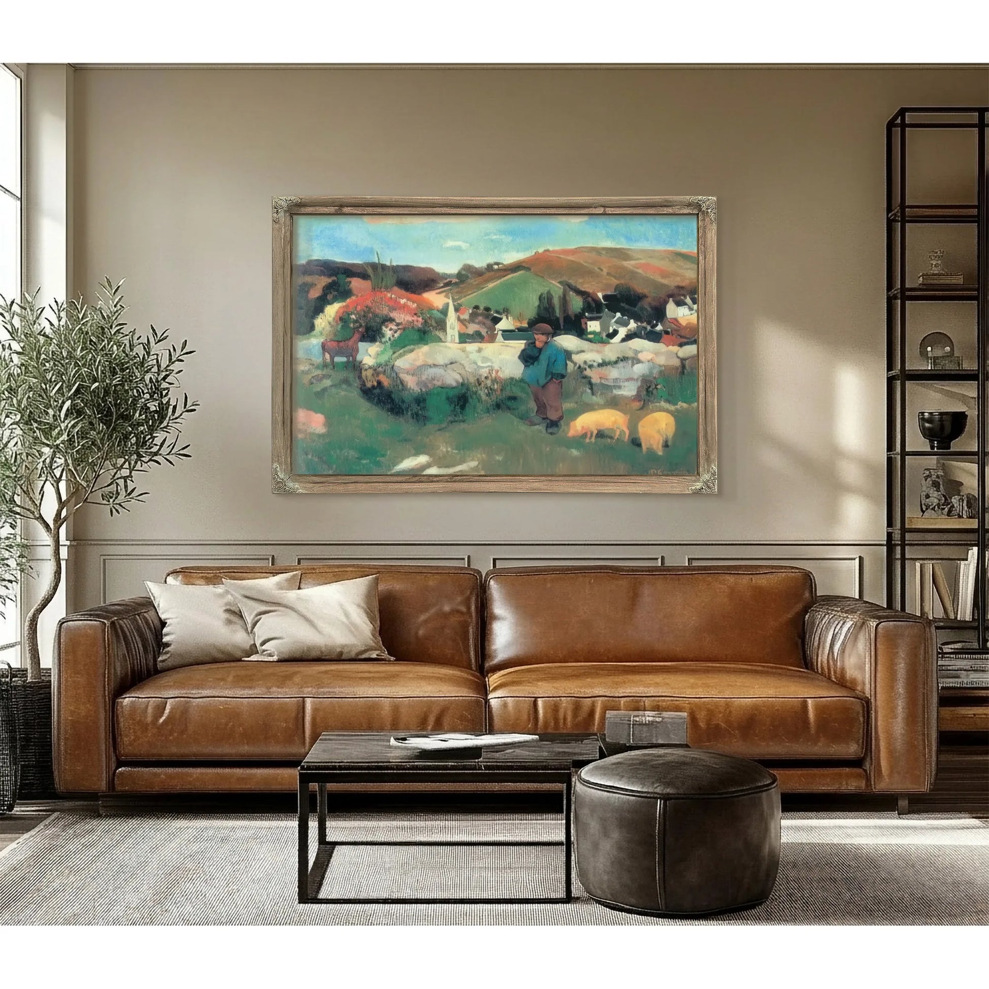Breton Landscape With Pigs By Paul Gauguin Fine Art Print