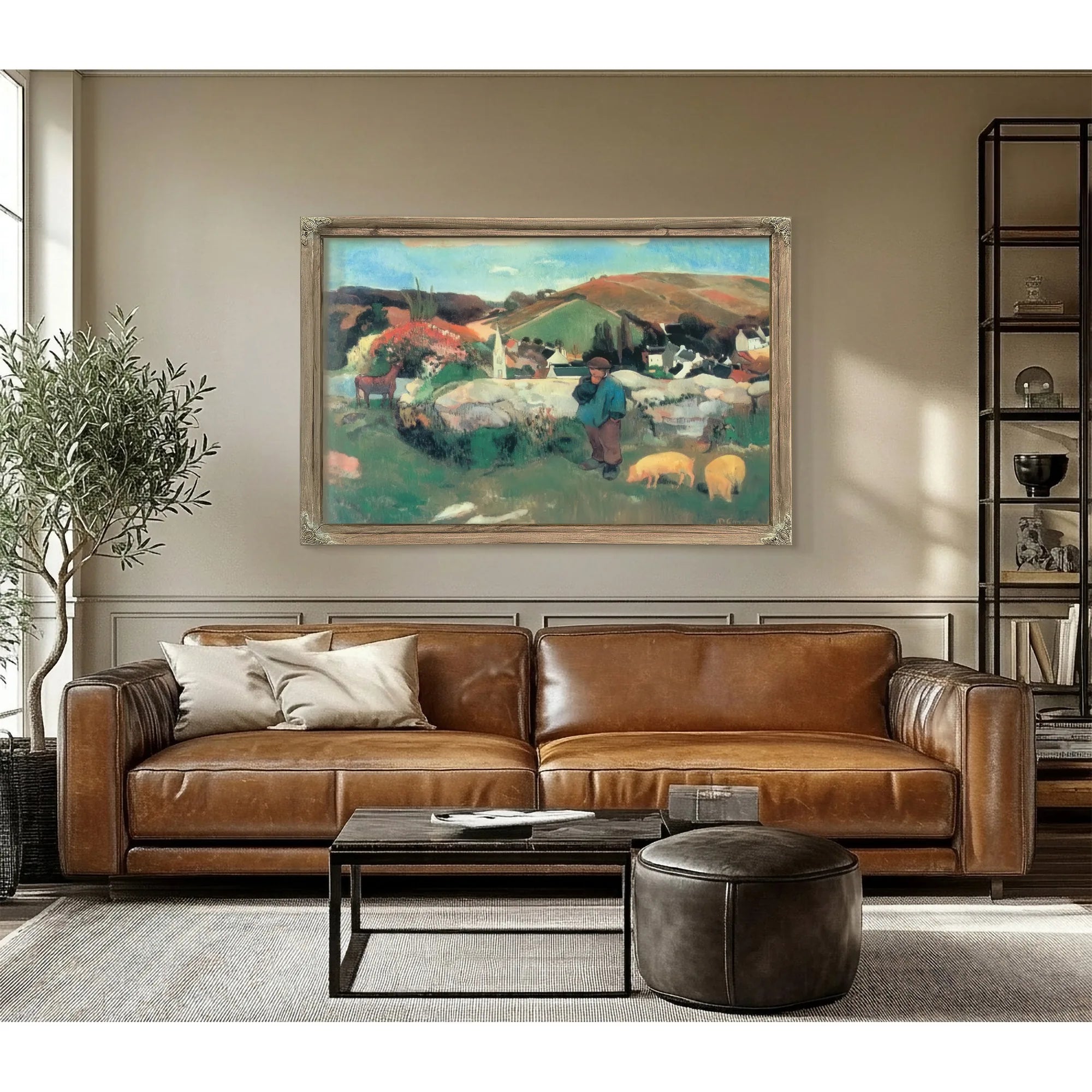 Breton Landscape With Pigs By Paul Gauguin Fine Art Print
