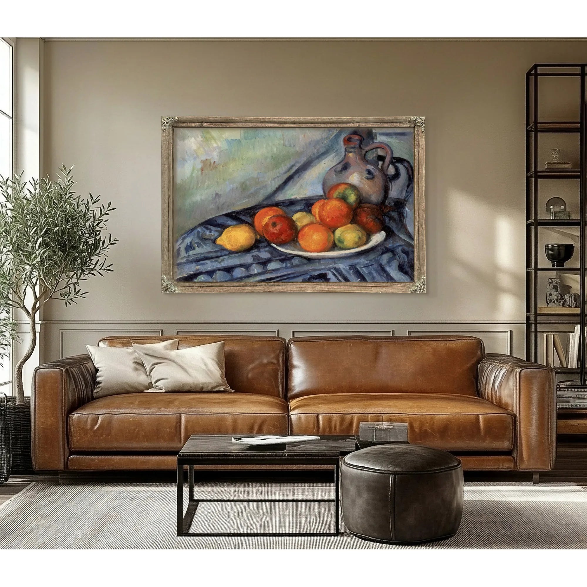 Fruit And A Jug On A Table By Paul Cezanne Fine Art Print
