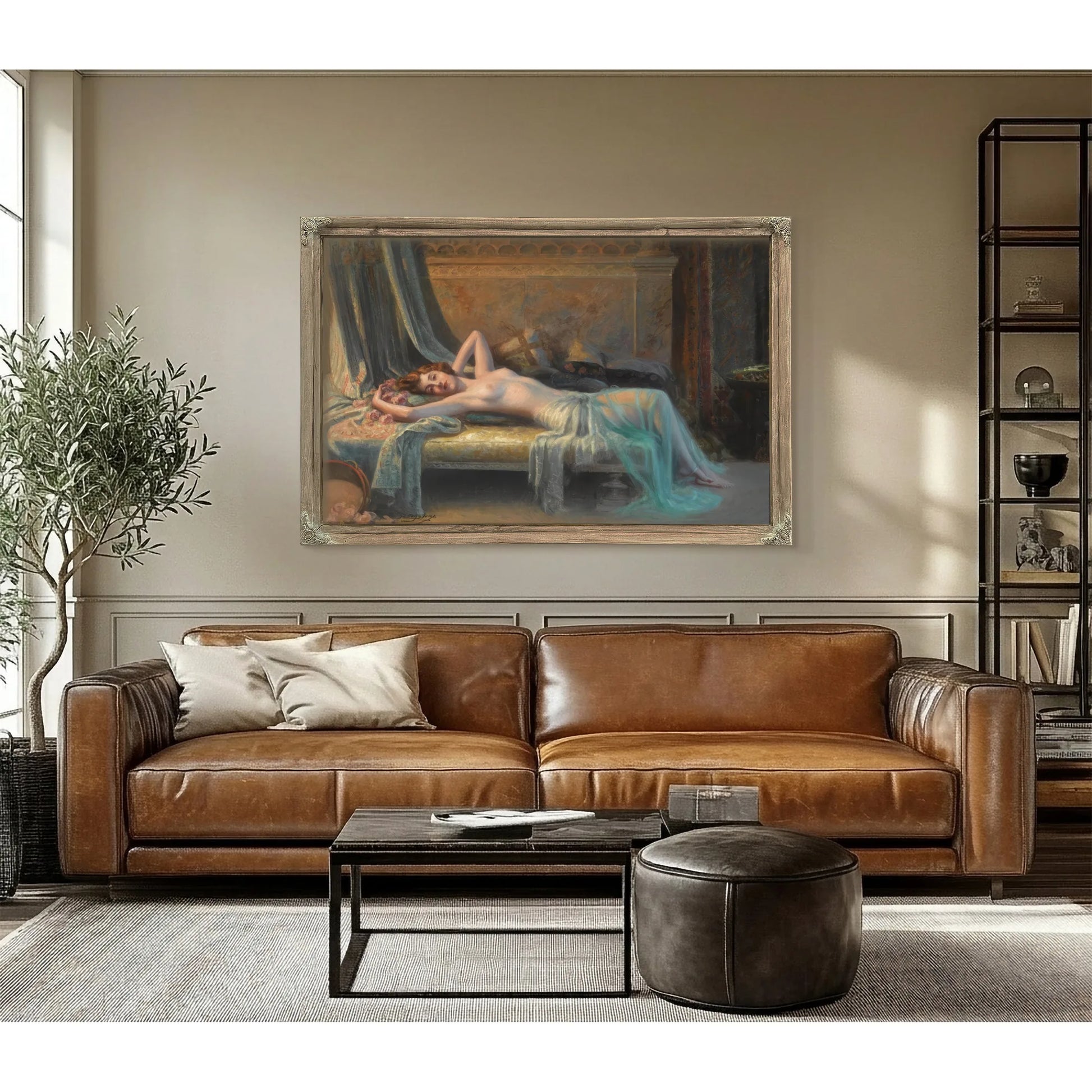 Nu Etendu Au Bouquet De Roses By Enjolras Delphin Fine Art Print