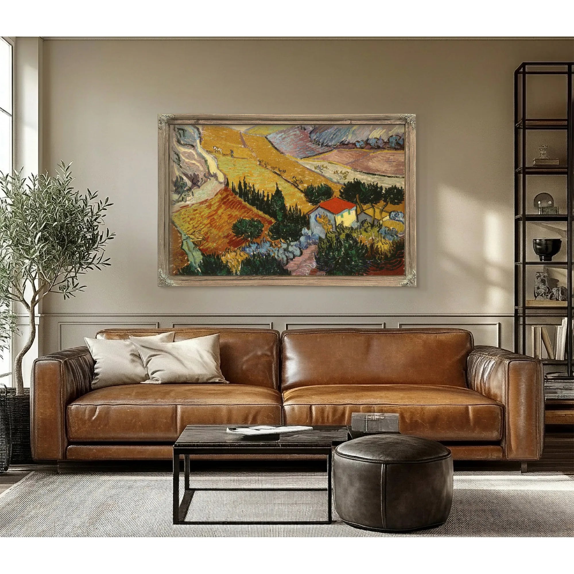 Landscape With House And Ploughman By Vincent Van Gogh Fine Art Print