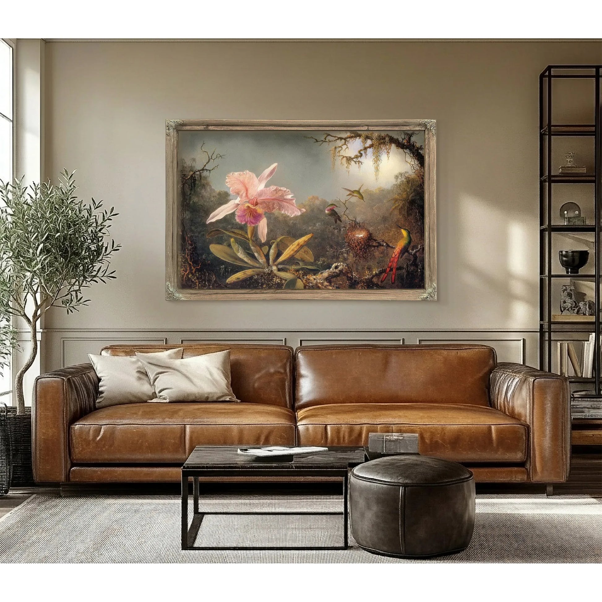Cattleya Orchid And Three Brtazilian Hummingbirds By Martin Johnson Heade Fine Art Print
