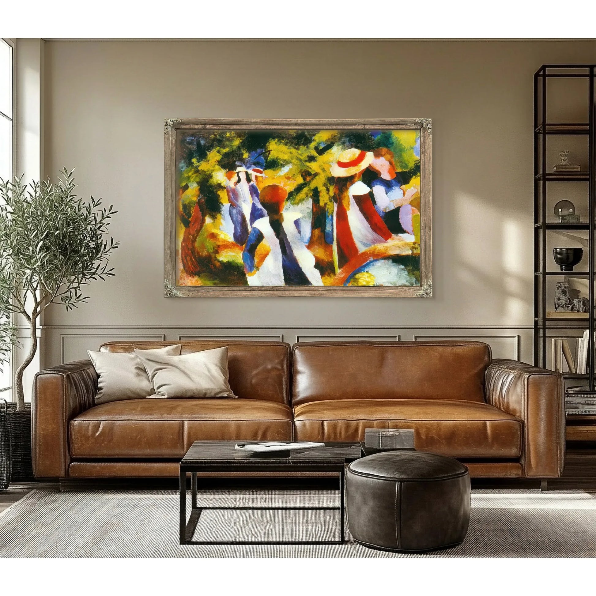 Young Girls Under The Trees By August Macke Fine Art Print