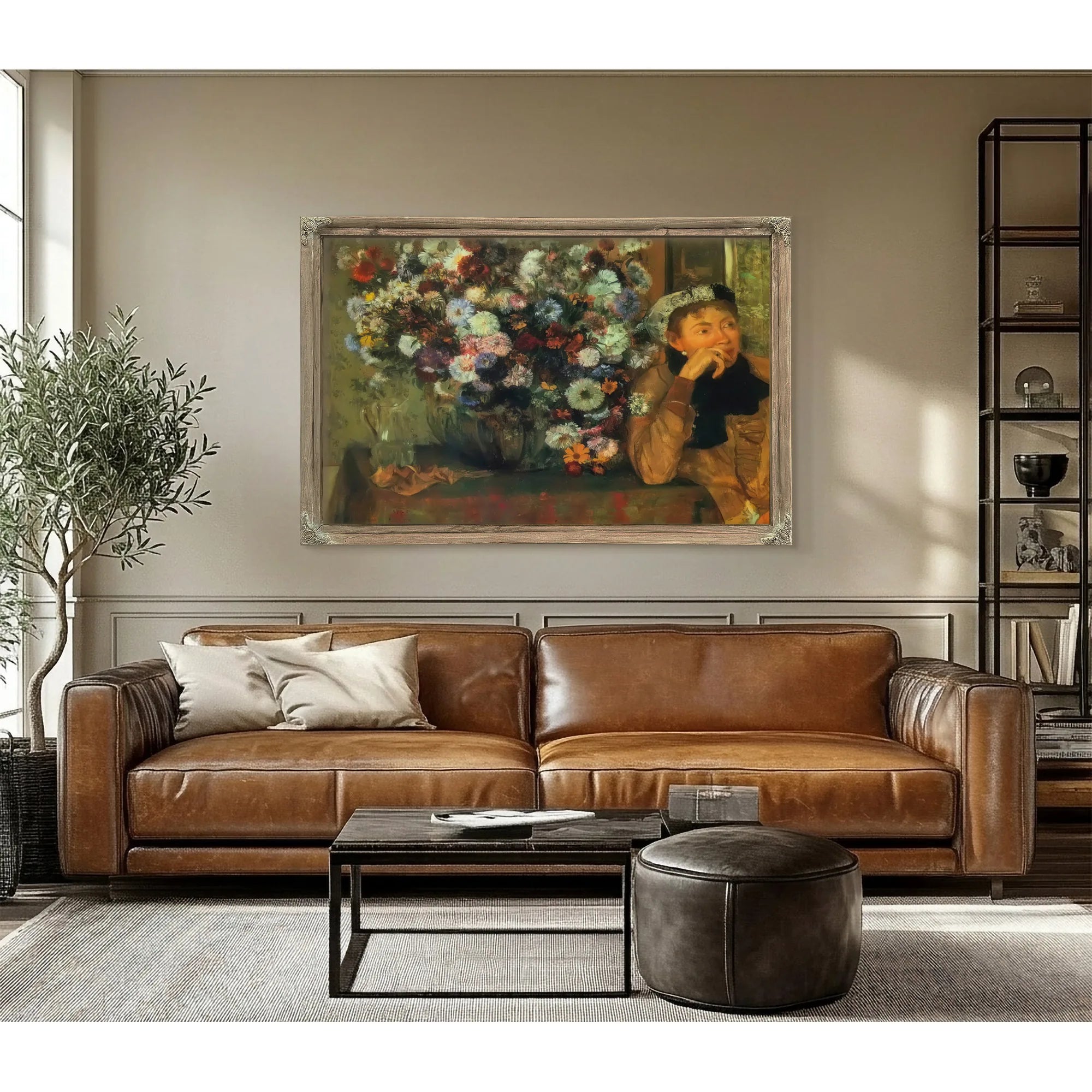 Woman With Chrysanthemums By Edgar Degas Fine Art Print