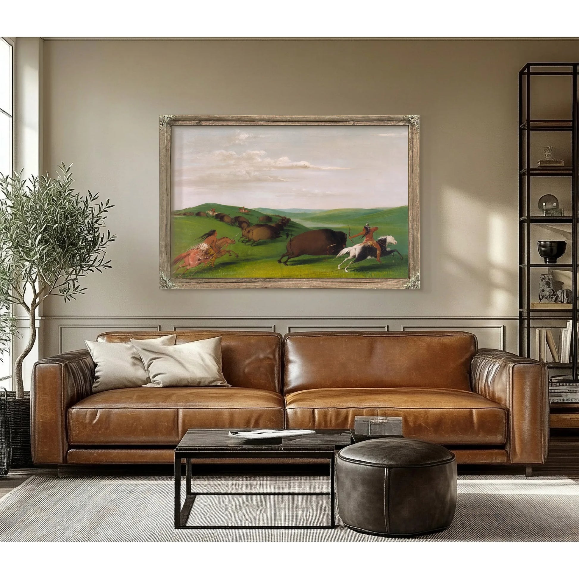 Buffalo Chase With Bows And Lances By George Catlin Fine Art Print
