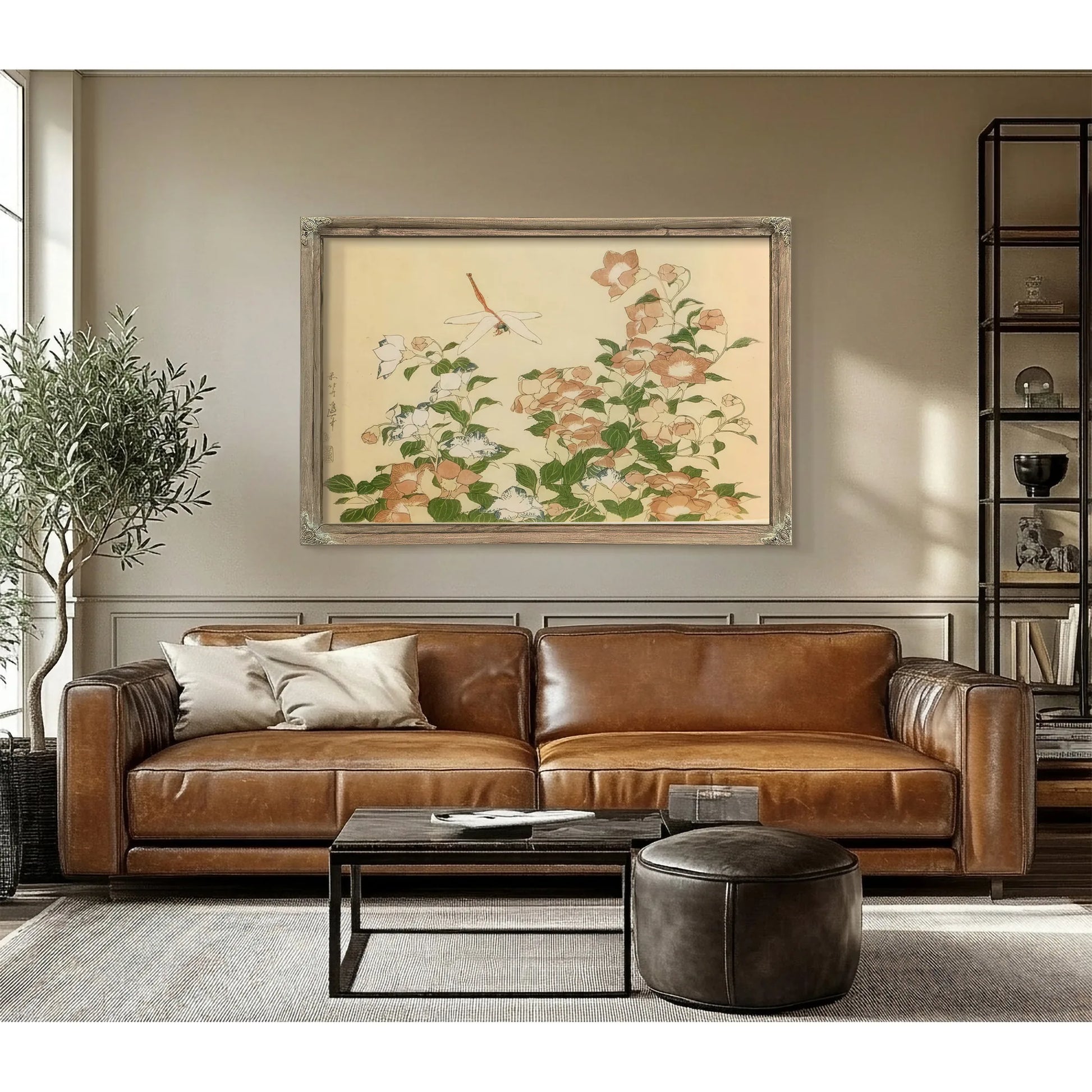 Bell Flower And Dragonfly By Hokusai Fine Art Print